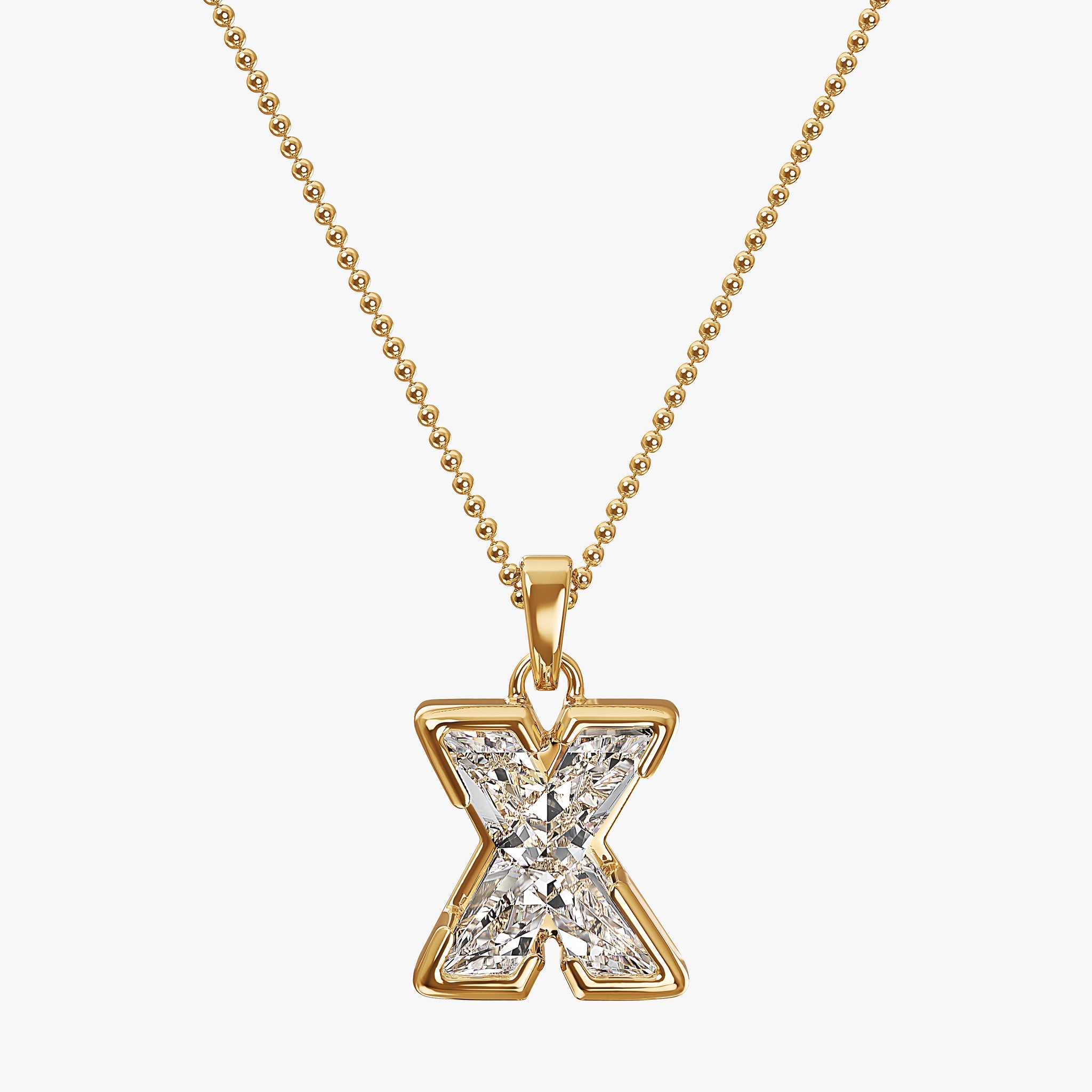 TYPE by J'EVAR 9MM X SOLITAIRE DIAMOND INITIAL PENDANT 18K Yellow Gold ALTR Lab Grown Diamond Front View