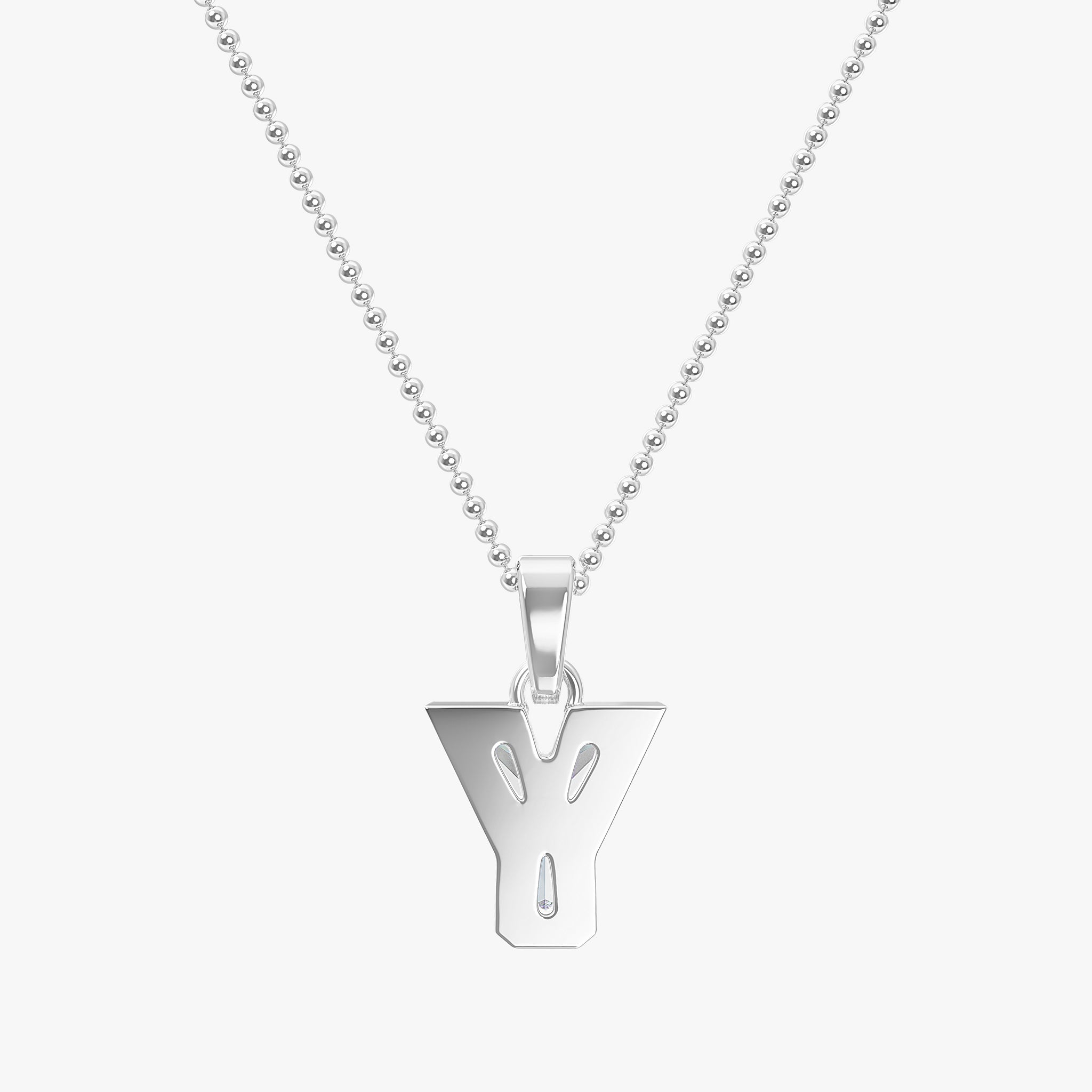 TYPE by J'EVAR 7MM LETTER Y SOLITAIRE DIAMOND INITIAL PENDANT 18K White Gold ALTR Lab Grown Diamond Back View