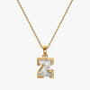 TYPE by J'EVAR 7MM Z SOLITAIRE DIAMOND INITIAL PENDANT 18K Yellow Gold ALTR Lab Grown Diamond Front View | 18 IN CHAIN / Z