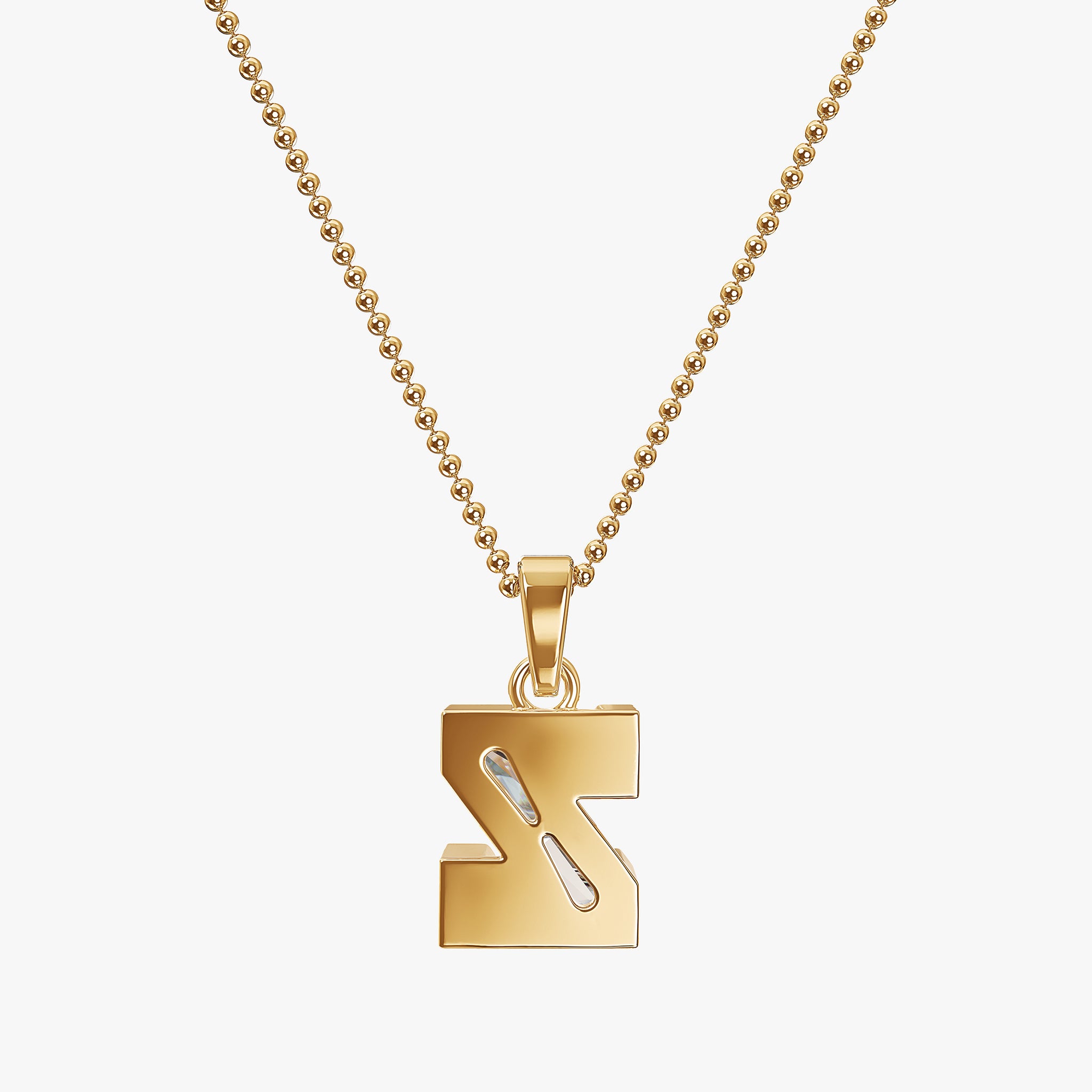 TYPE by J'EVAR 9MM Z A SOLITAIRE DIAMOND INITIAL PENDANT 18K Yellow Gold ALTR Lab Grown Diamond Back View