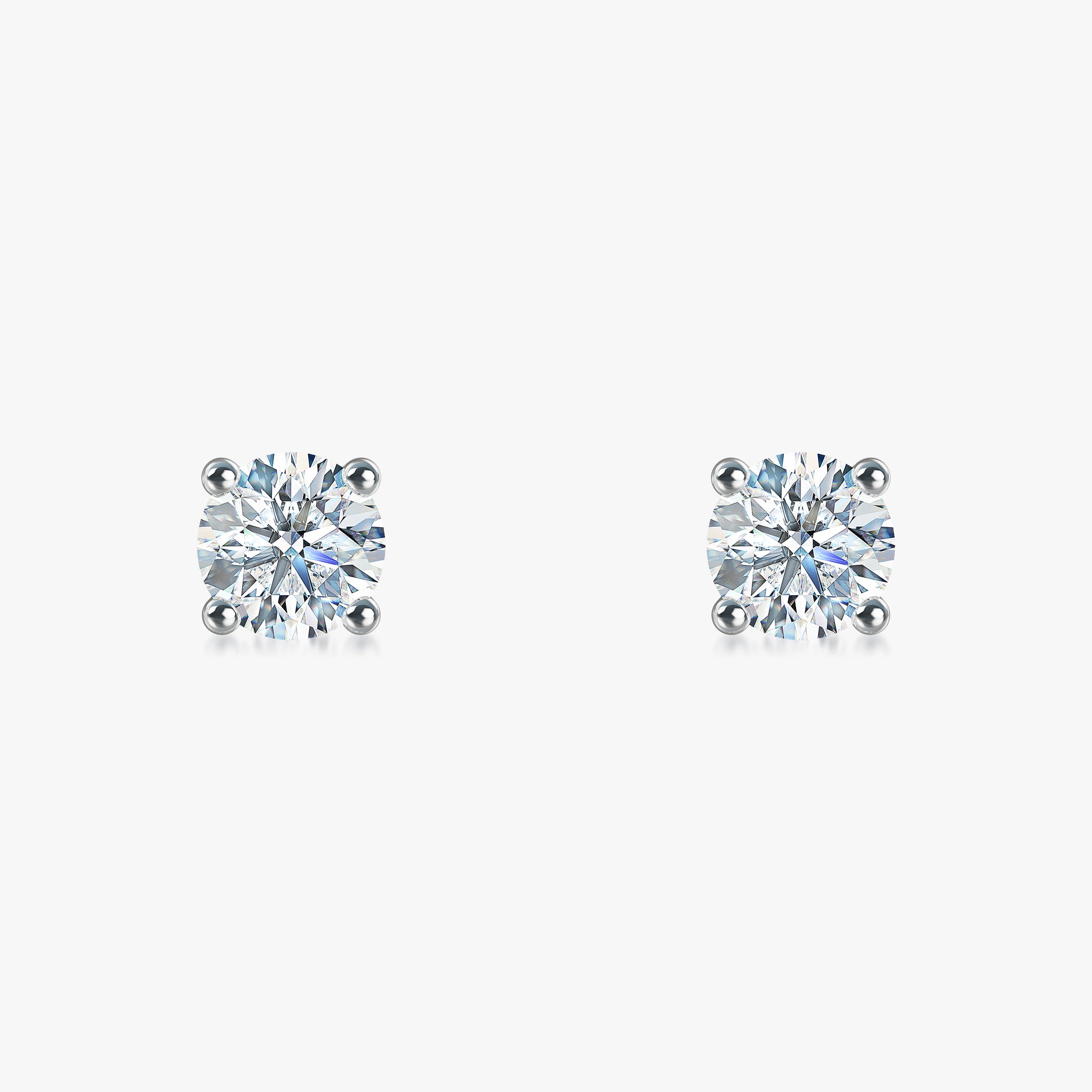 J'EVAR 18KT White Gold ALTR Lab Grown Diamond Stud Earrings with Guardian Backs Front View | Pair / 2.00 CT