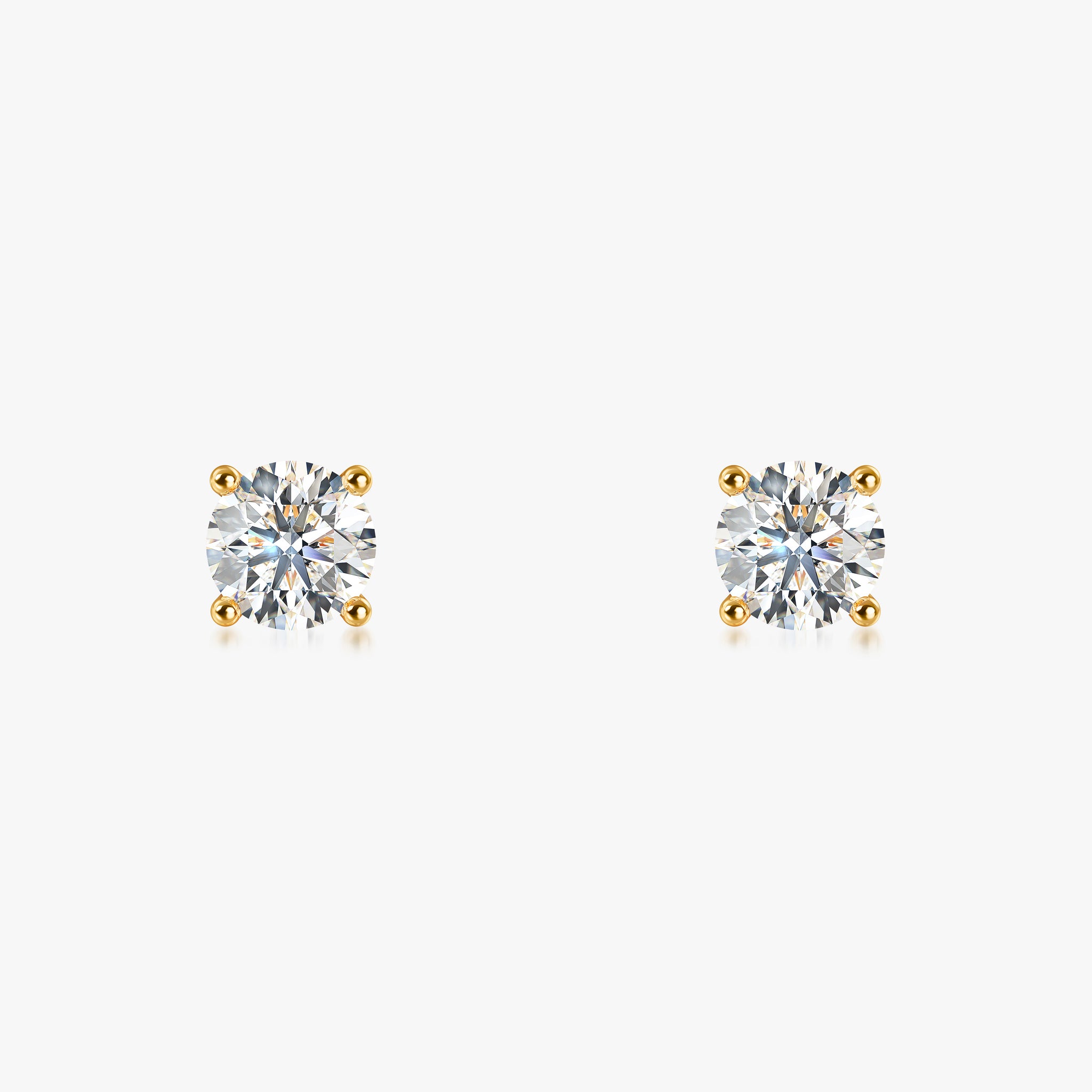 J'EVAR 14KT Yellow Gold ALTR Lab Grown Diamond Stud Earrings Front View