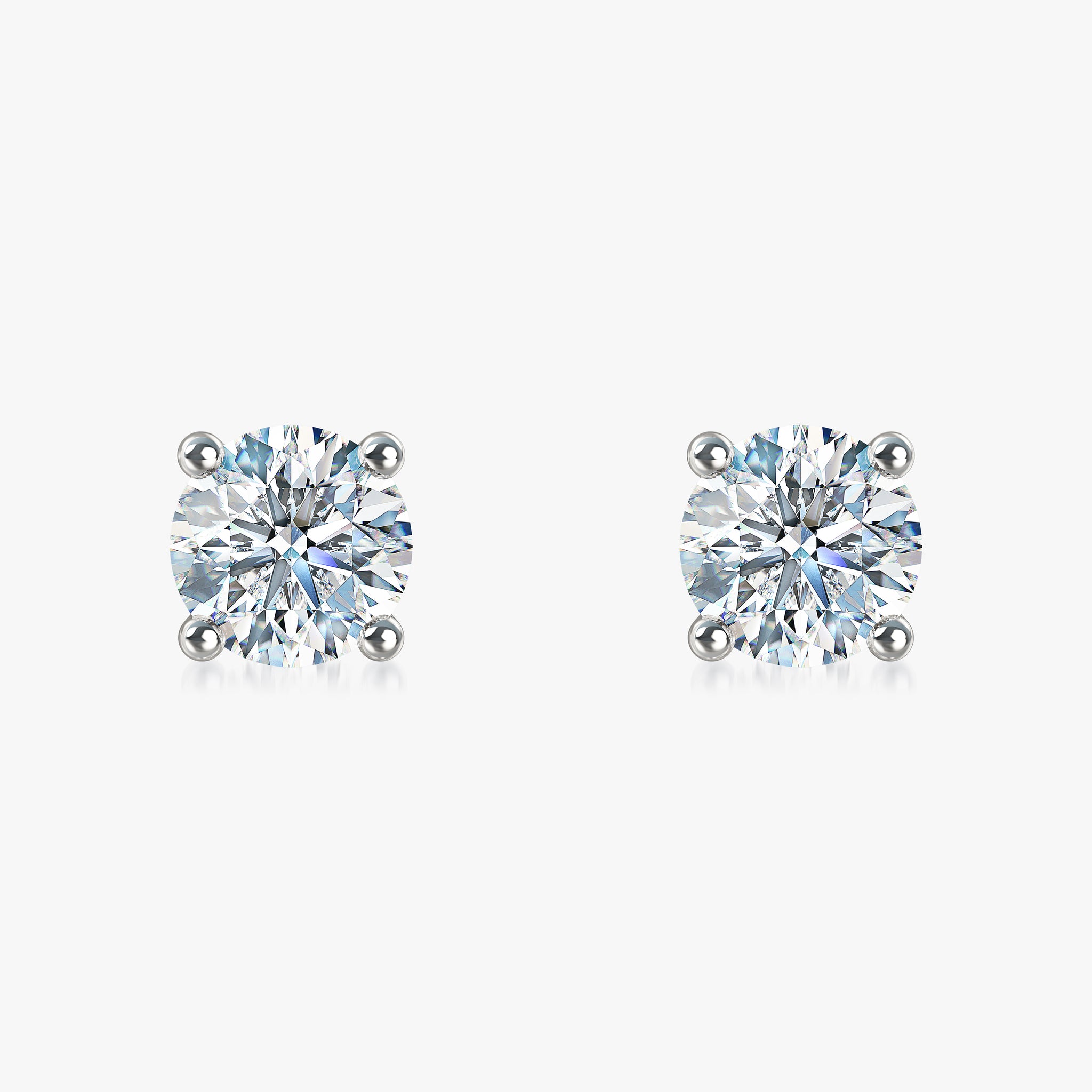 18KT White Gold Diamond Stud Earrings with Guardian Backs - J'EVAR