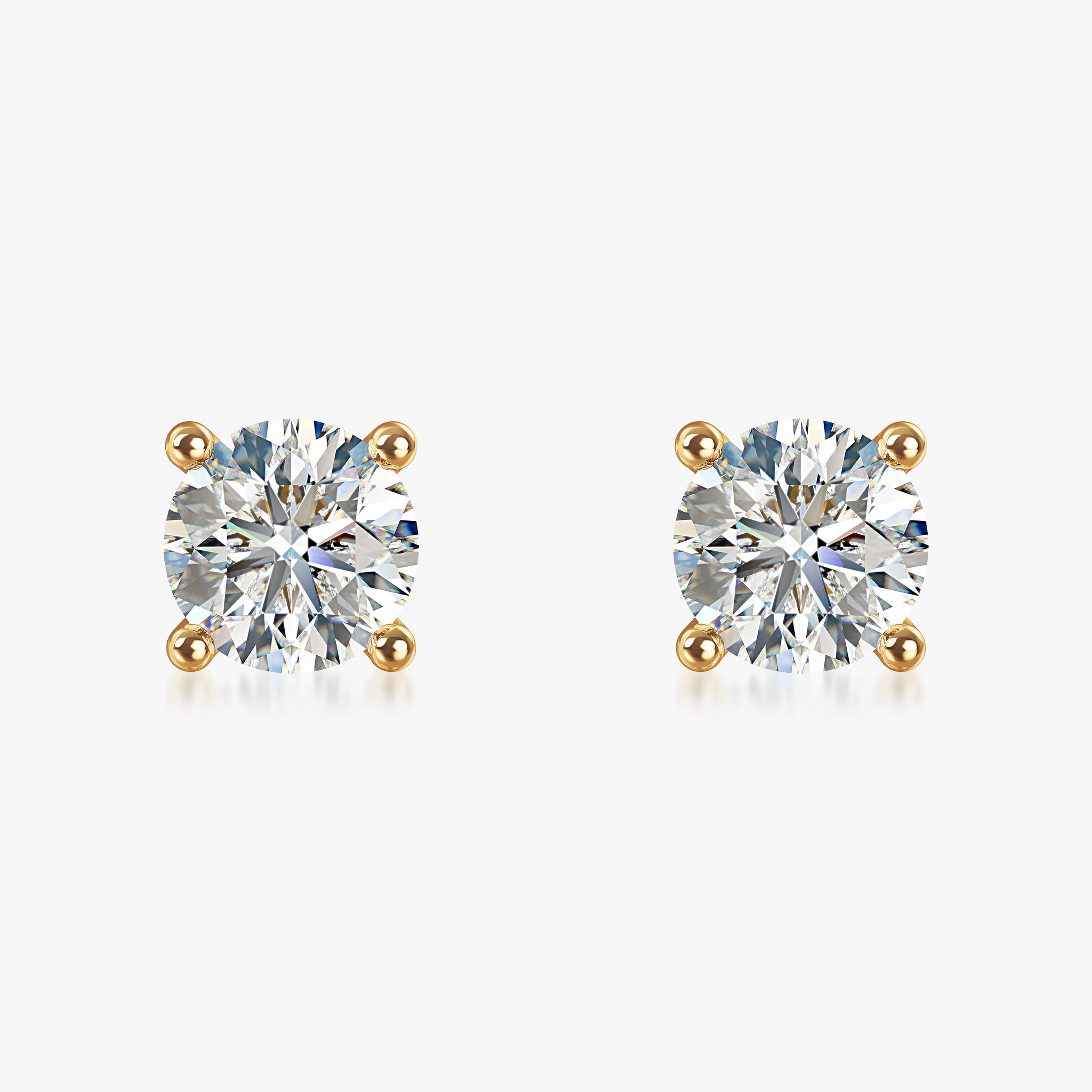 18 Kt Yellow Gold 3.50 Ct Certified Diamond Stud Earrings Pair – J\'evar