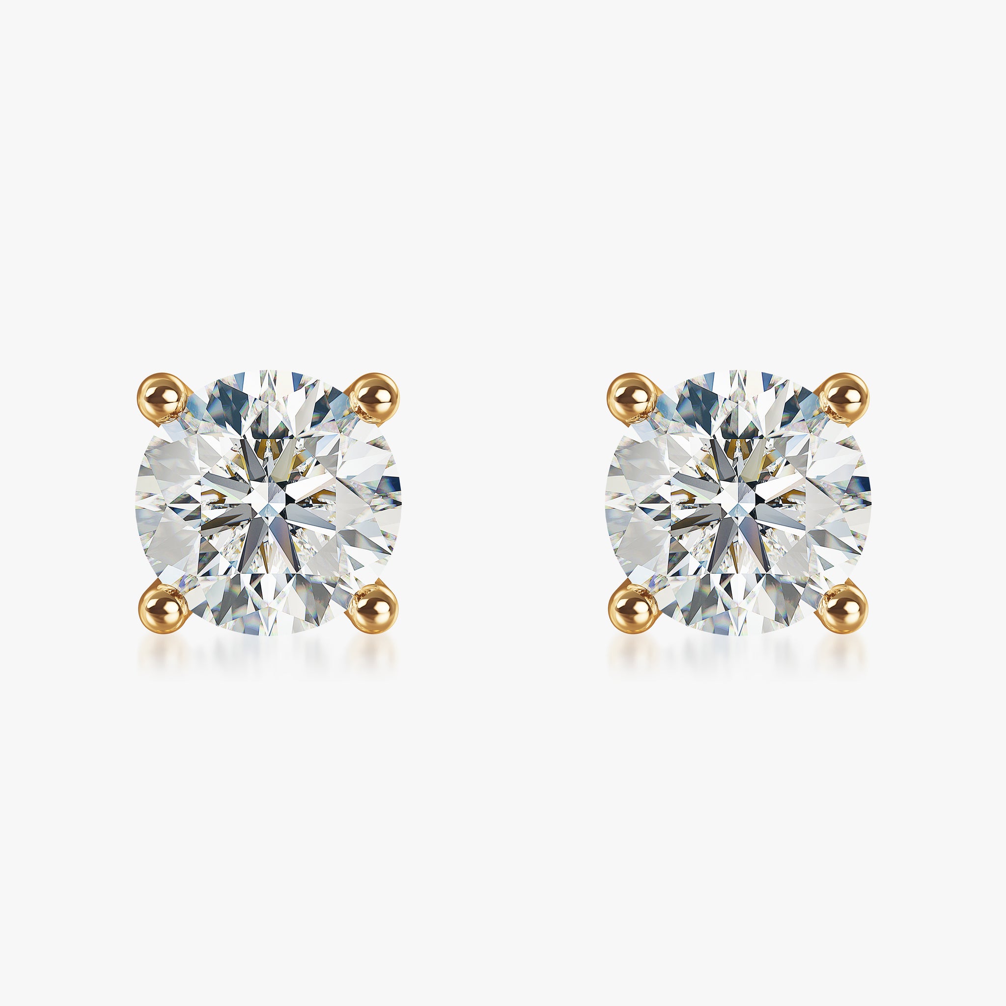J'EVAR 18KT Yellow Gold ALTR Lab Grown Diamond Stud Earrings with Guardian Backs Front View