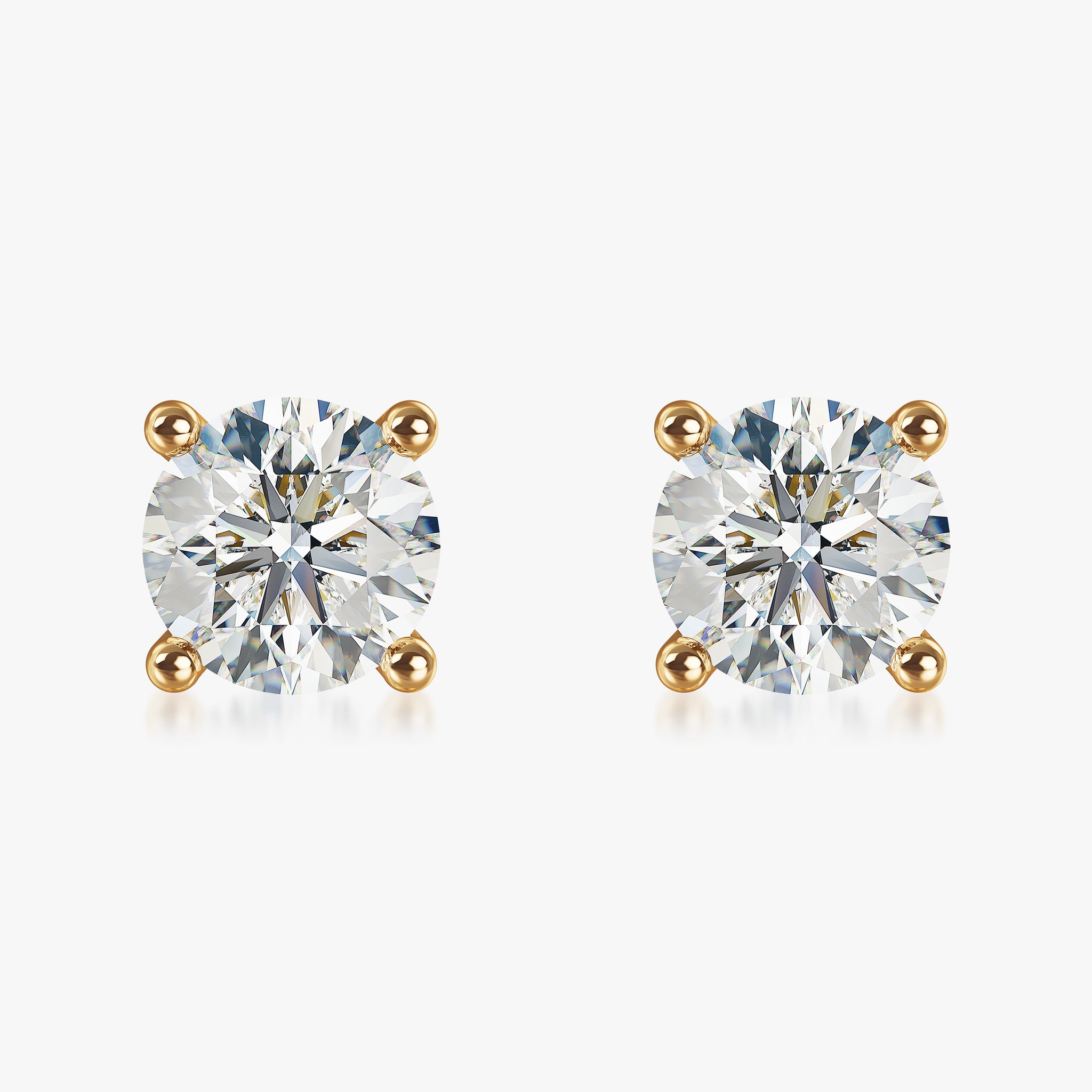 J'EVAR 18KT Yellow Gold ALTR Lab Grown Diamond Stud Earrings with Guardian Backs Front View