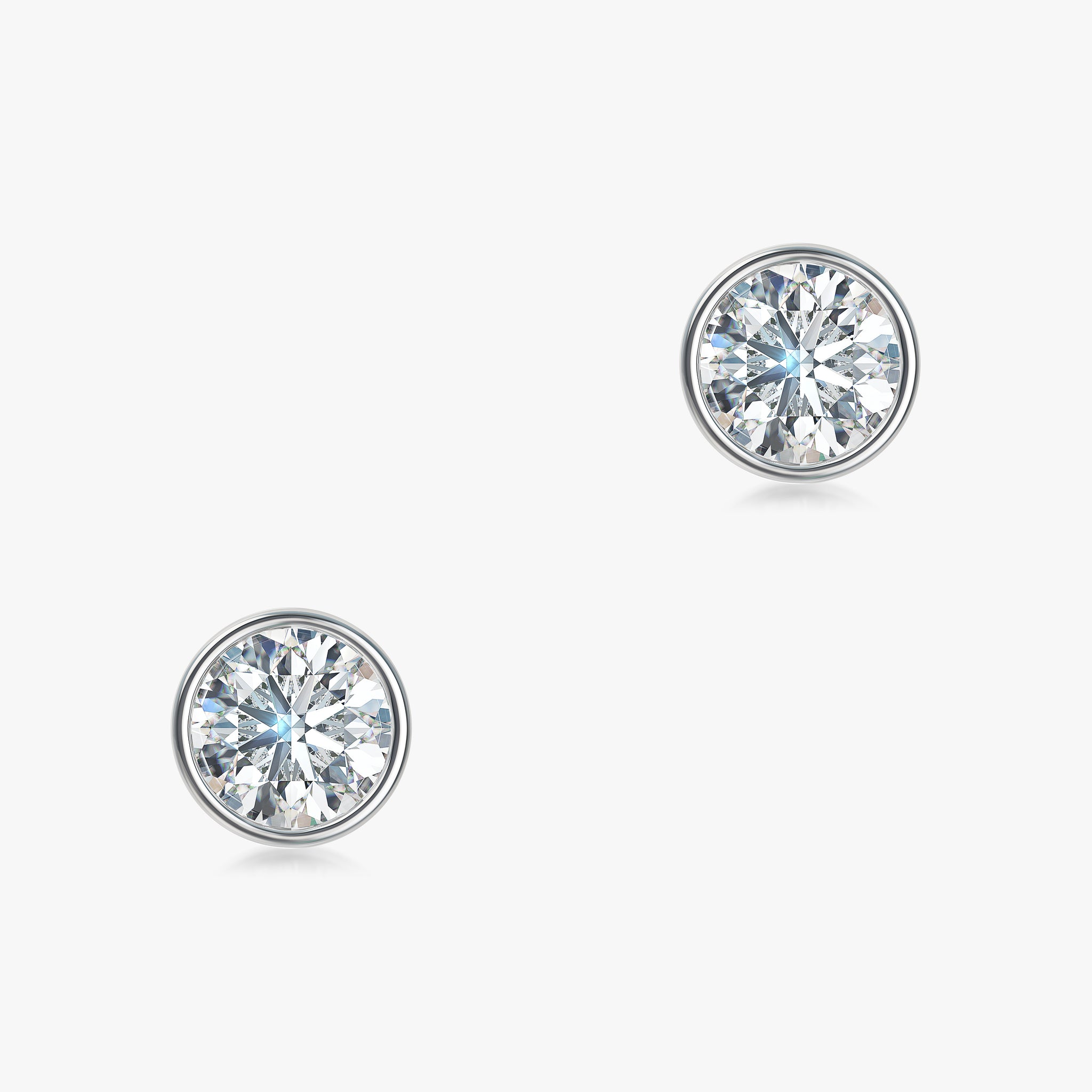 J'EVAR 18KT White Gold Elements ALTR Lab Grown Diamond Bezel Stud Earrings Front View