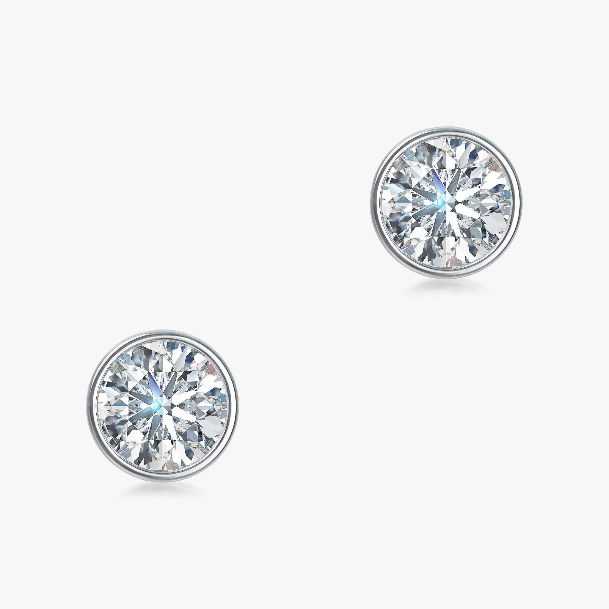 J'EVAR 18KT White Gold Elements ALTR Lab Grown Diamond Bezel Stud Earrings Front View
