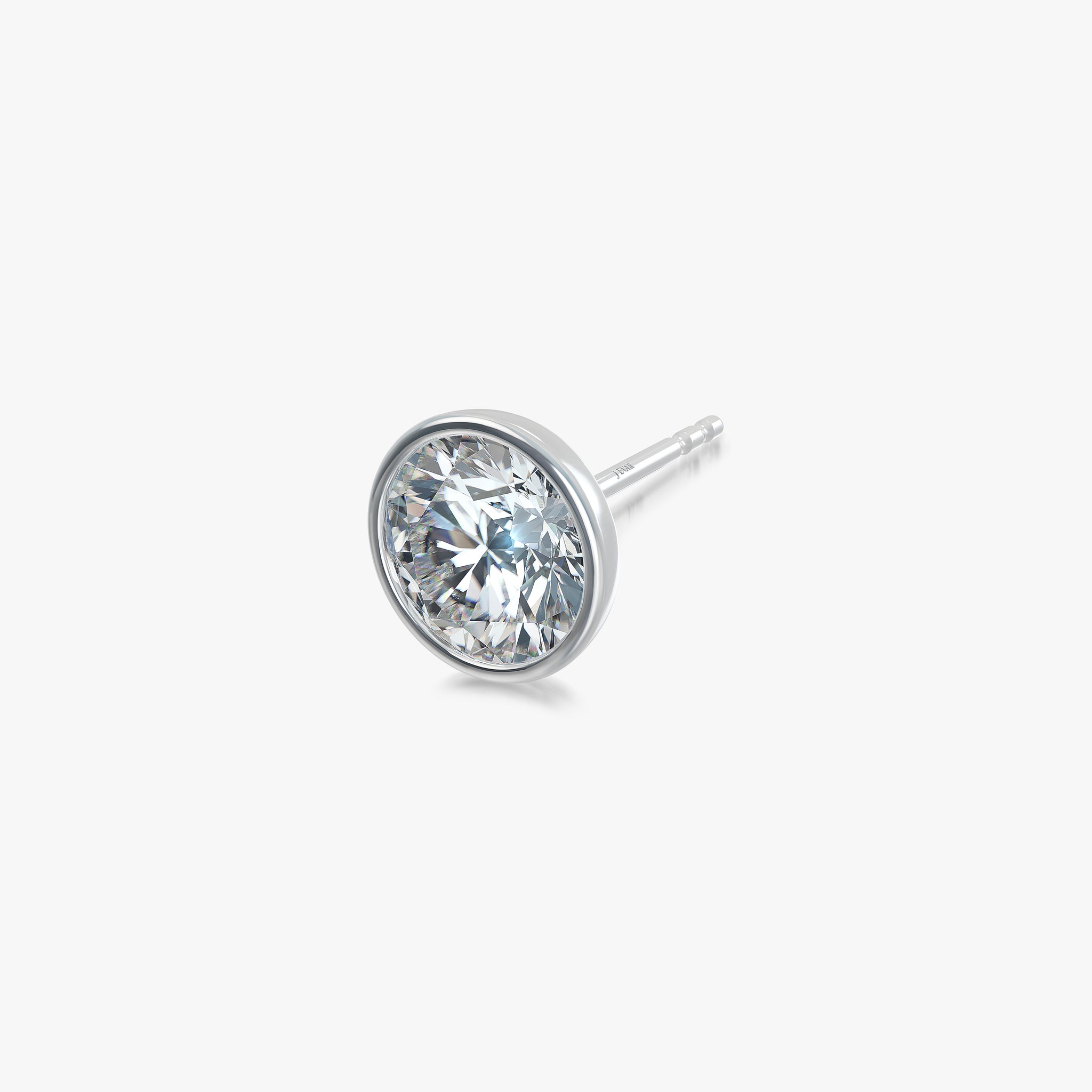 J'EVAR 18KT White Gold Elements ALTR Lab Grown Diamond Bezel Stud Earrings Perspective View