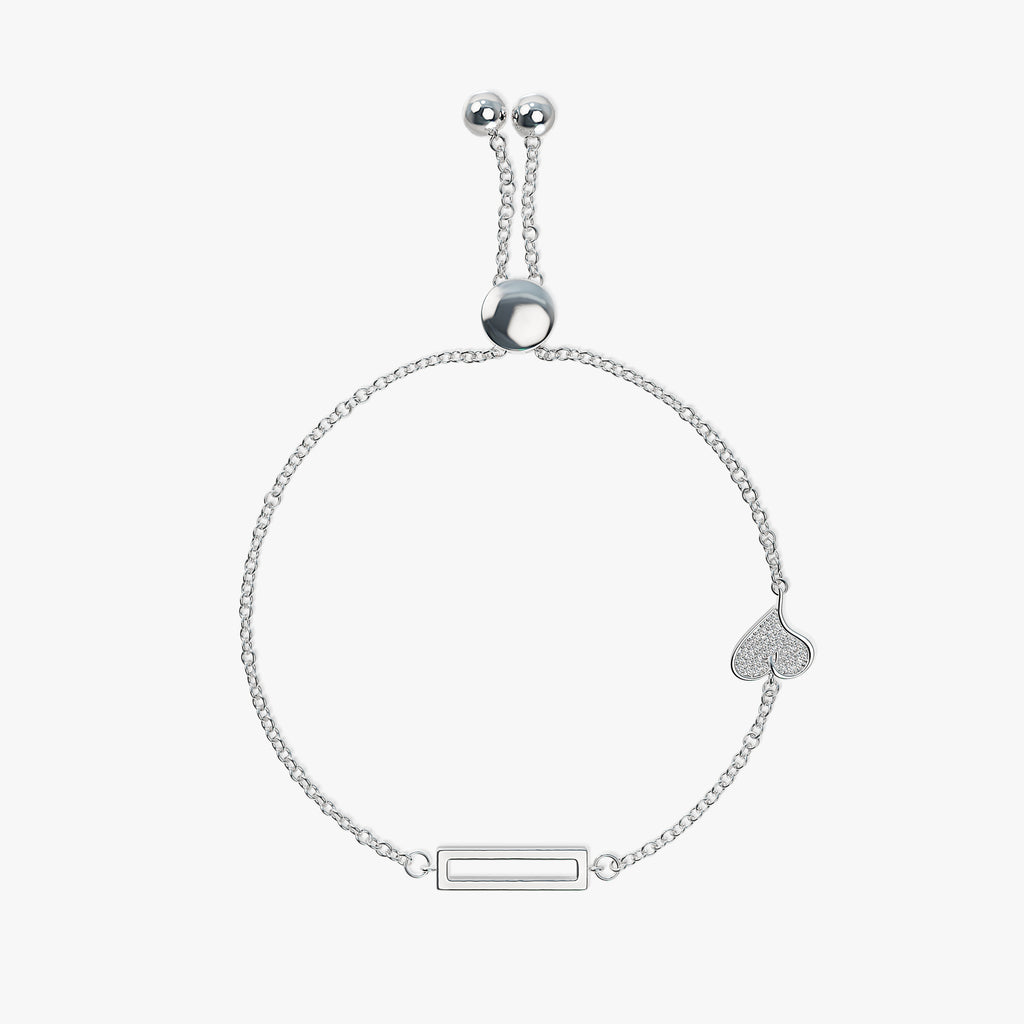 J'EVAR 14KT White Gold Jevar Beating Hearts Pave ALTR Lab Grown Diamond Bracelet Front View | 0.10 CT