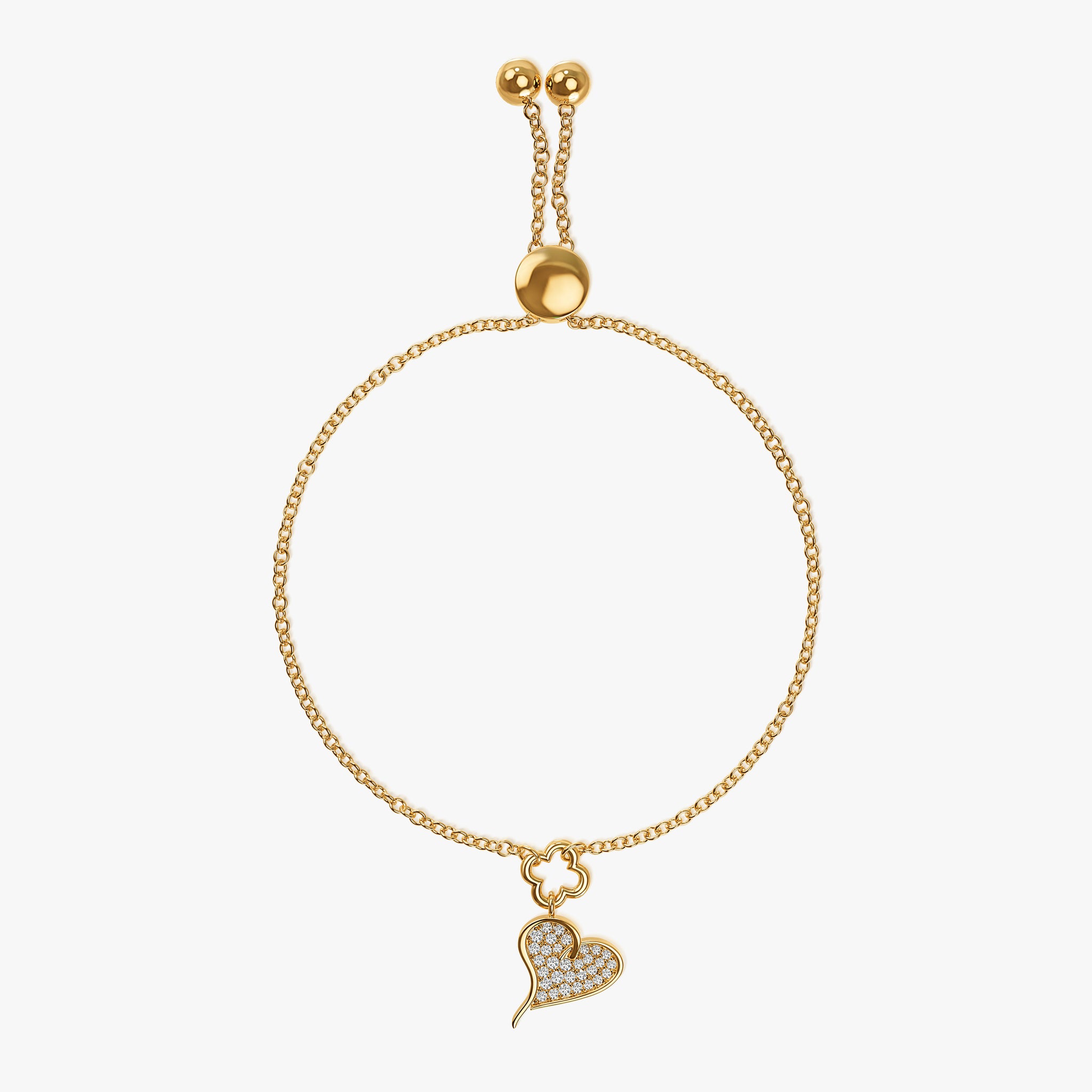 J'EVAR 14KT Yellow Gold Heart & Clover ALTR Lab Grown Diamond Bracelet Top View