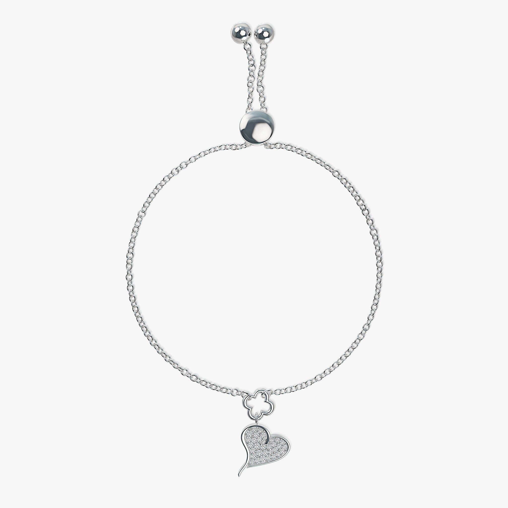 J'EVAR Sterling Silver Heart & Clover ALTR Lab Grown Diamond Bracelet Lock View
