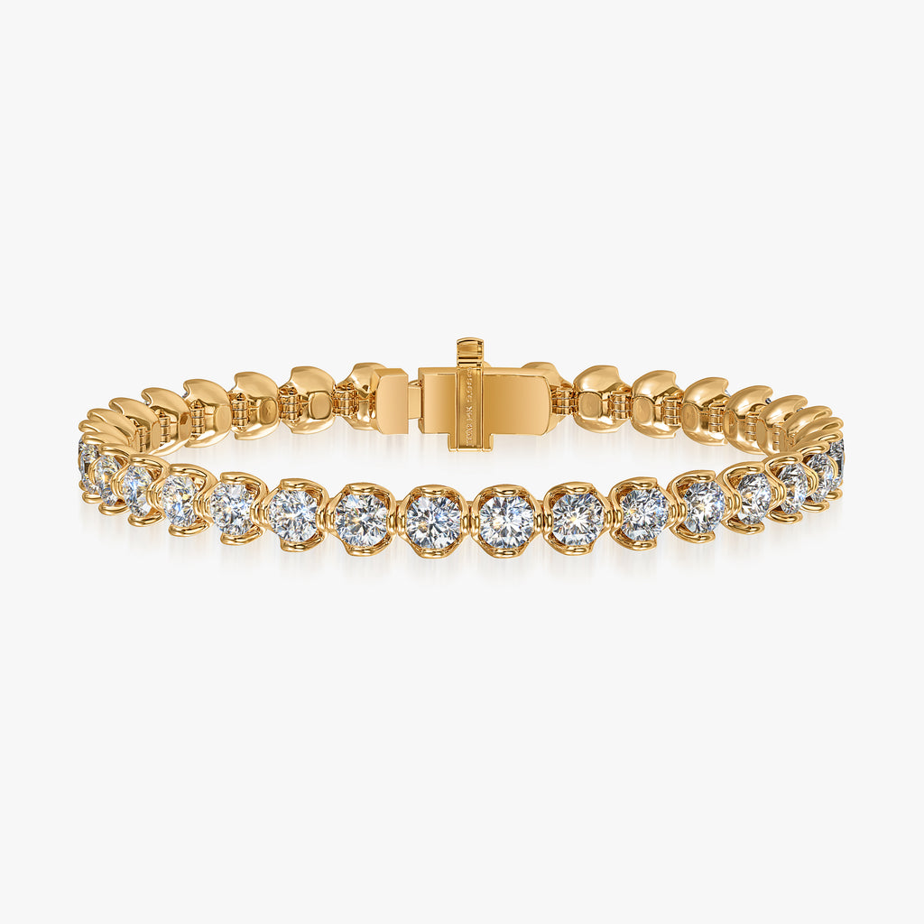 J'EVAR 18KT Yellow Gold Lotus Petals ALTR Lab Grown Diamond Tennis Bracelet Front View | 6.0 IN / 8.42 CT
