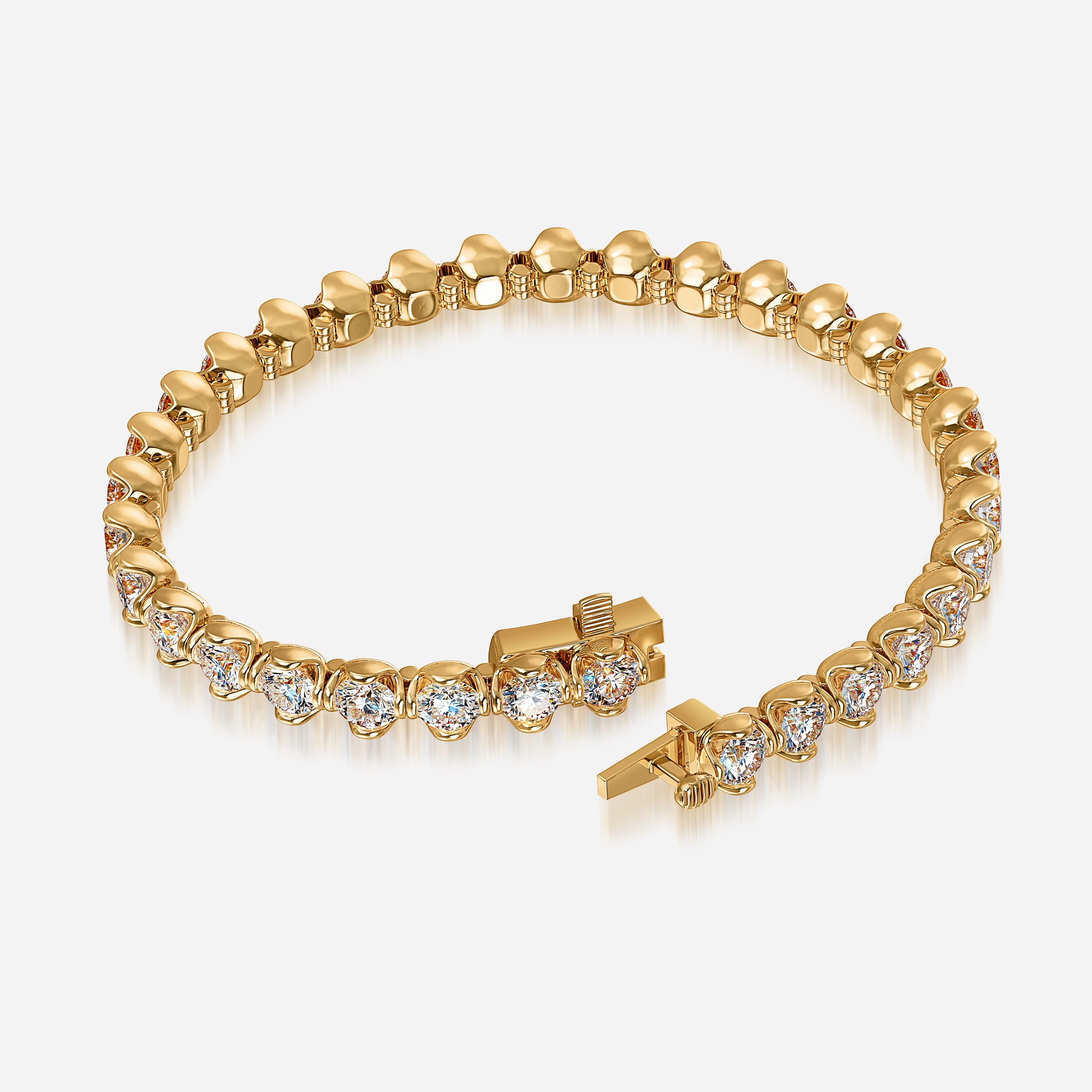 25 ct. t.w. Diamond Heart Lock Charm Toggle Bracelet in 18kt Gold