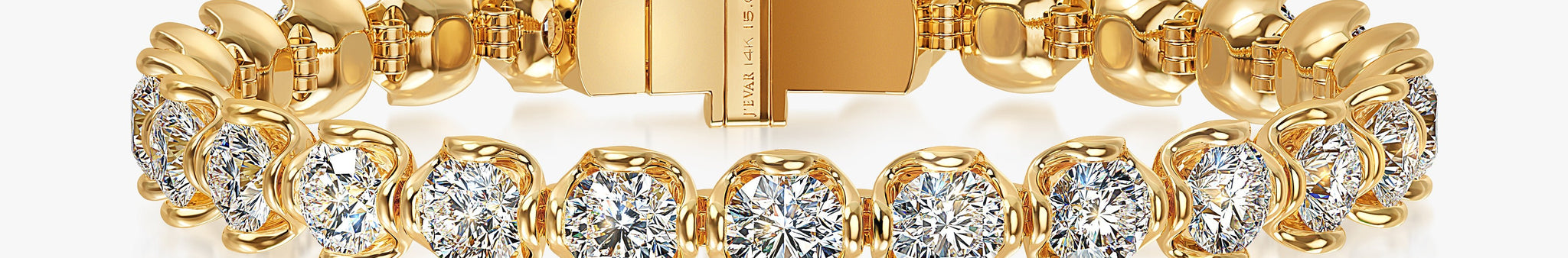 J'EVAR 18KT Yellow Gold Lotus Petals ALTR Lab Grown Diamond Tennis Bracelet Front View