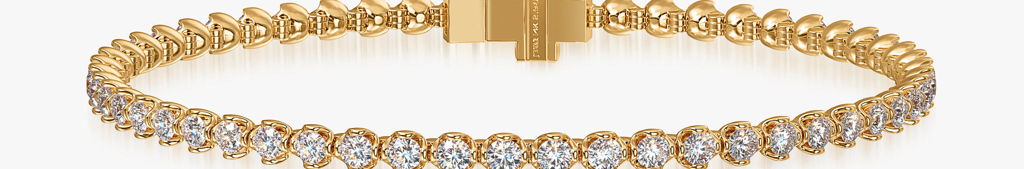 J'EVAR 14KT Yellow Gold Jevar Lotus Petals ALTR Lab Grown Diamond Tennis Bracelet Front View