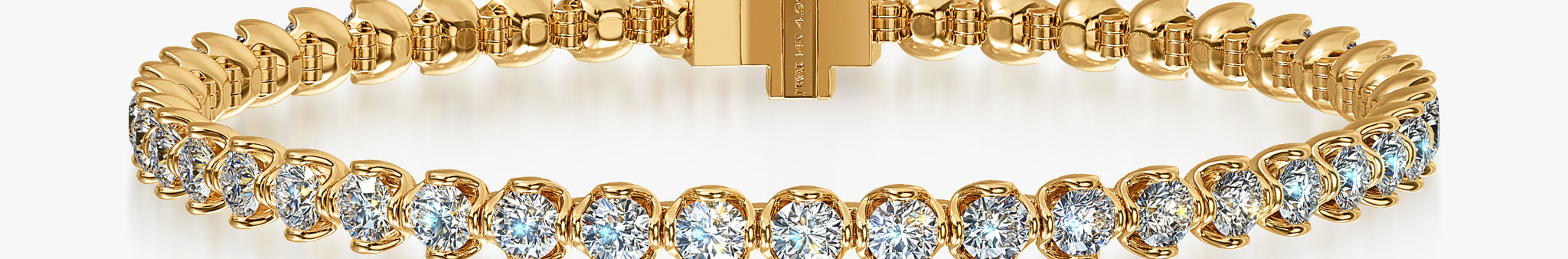 J'EVAR 14KT Yellow Gold Jevar Lotus Petals ALTR Lab Grown Diamond Tennis Bracelet Front View