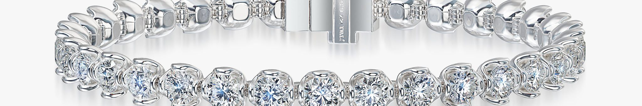 J'EVAR 14KT White Gold Jevar Lotus Petals ALTR Lab Grown Diamond Tennis Bracelet Front View