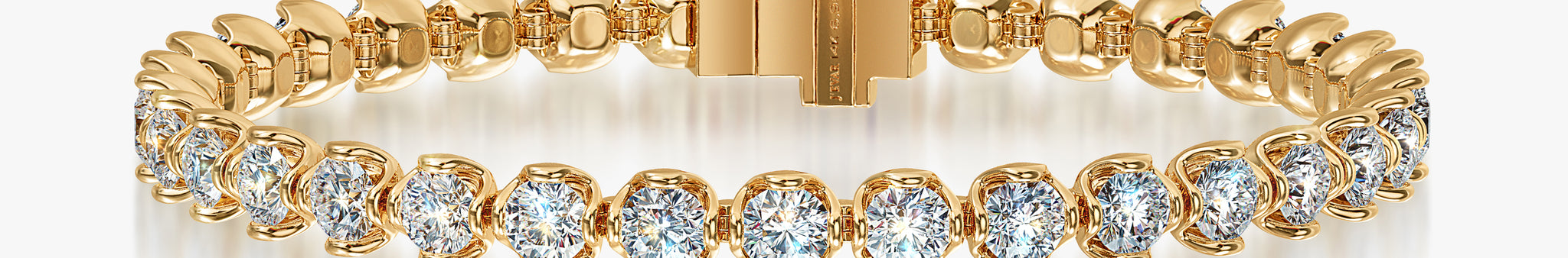 J'EVAR 14KT Yellow Gold Jevar Lotus Petals ALTR Lab Grown Diamond Tennis Bracelet Front View