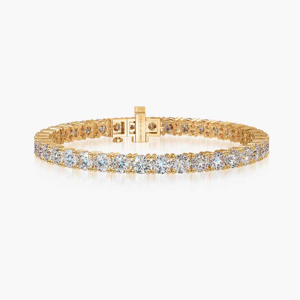 J'EVAR 14KT Yellow Gold Classic ALTR Lab Grown Diamond Tennis Bracelet Front View | 6.5 IN / 13.72 CT