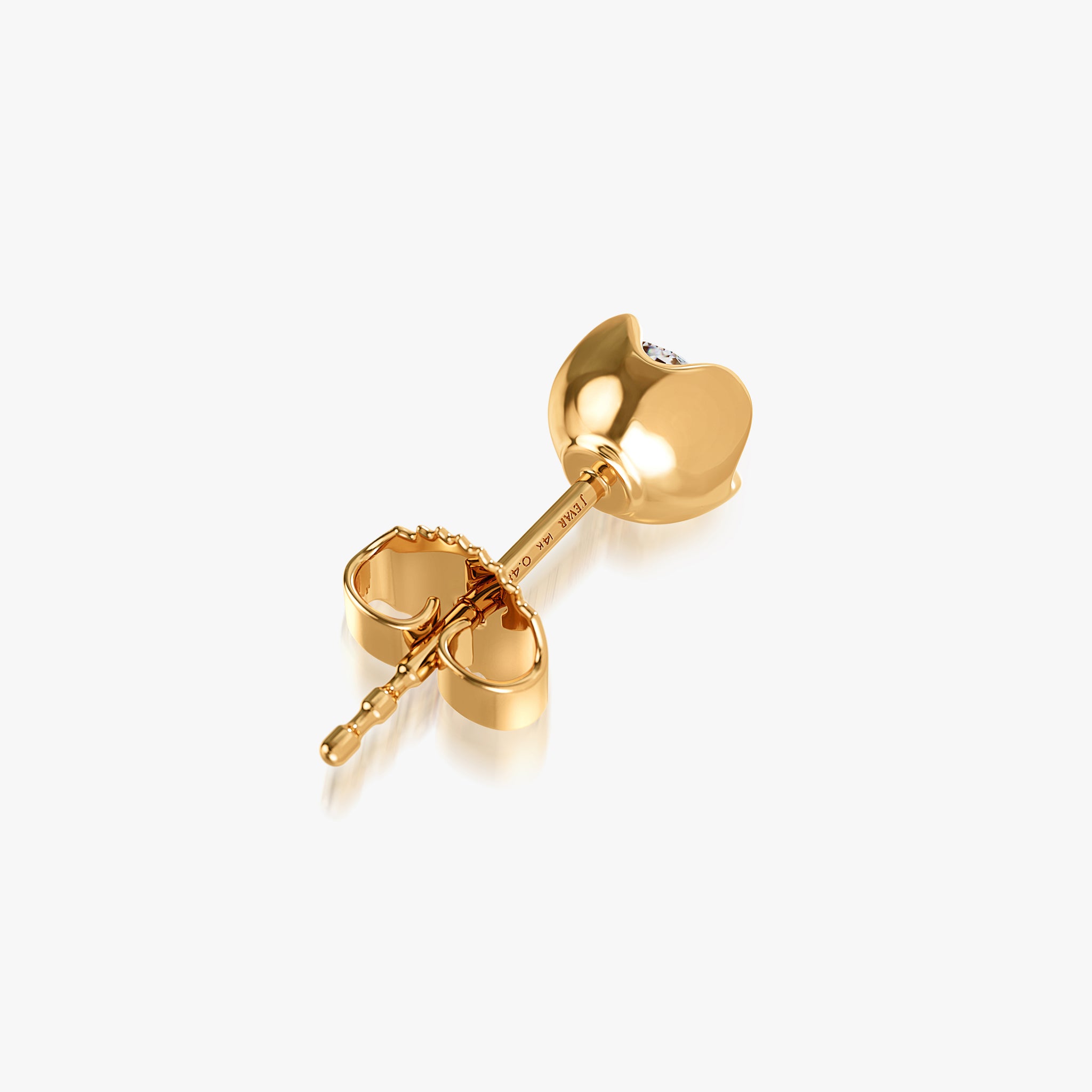 J'EVAR 14KT Yellow Gold Lotus Petals ALTR Lab Grown Diamond Earrings Back View