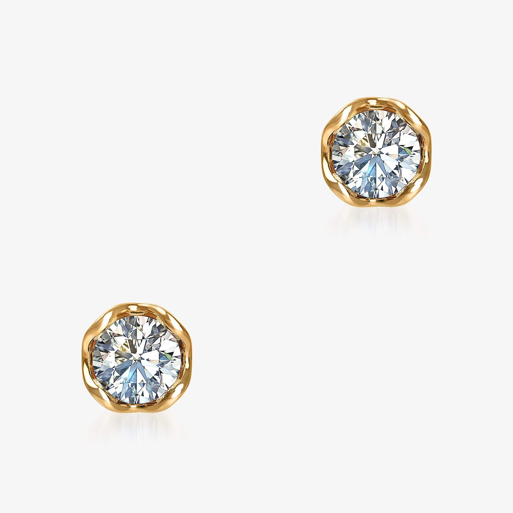J'EVAR 14KT Yellow Gold Lotus Petals ALTR Lab Grown Diamond Earrings Front View