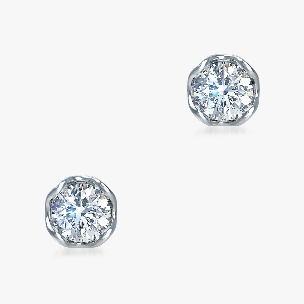 J'EVAR 14KT White Gold Lotus Petals ALTR Lab Grown Diamond Earrings Front View | 1.50 CT