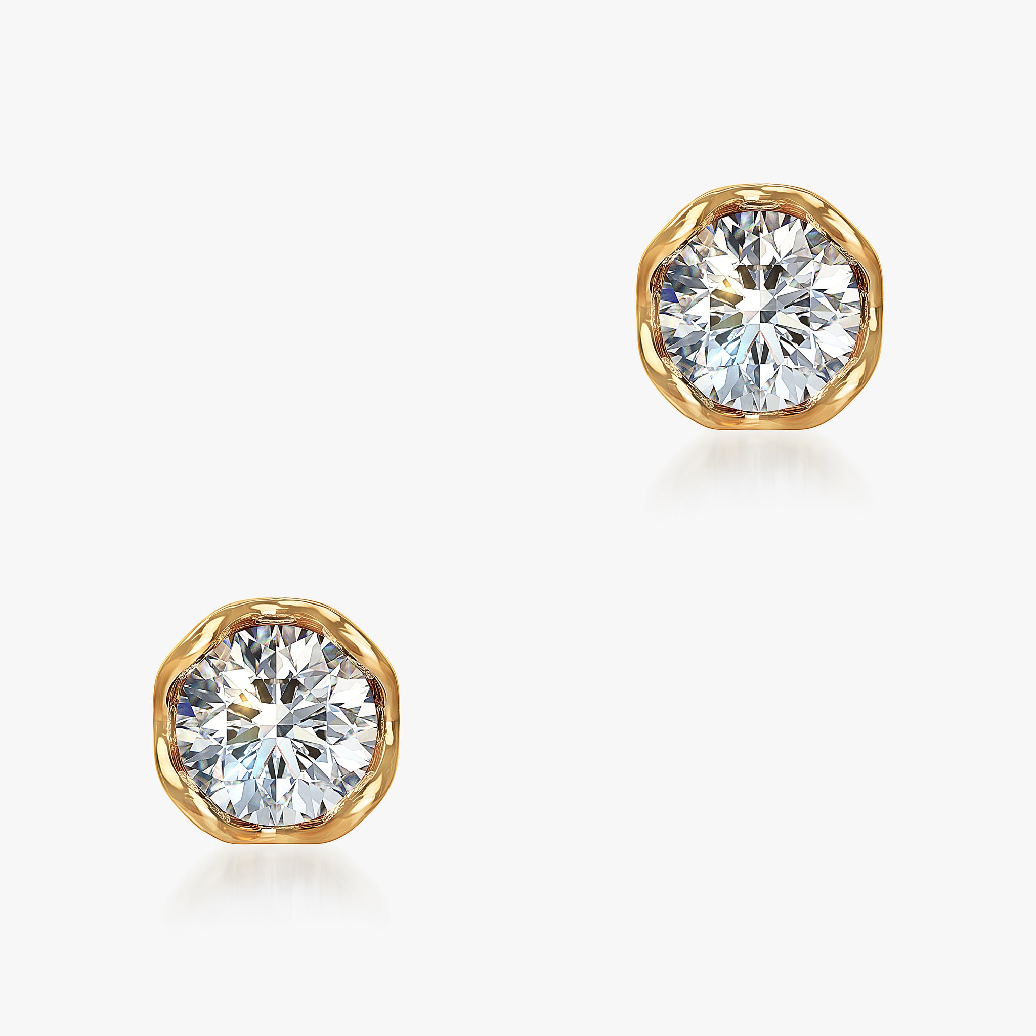 J'EVAR 14KT Yellow Gold Lotus Petals ALTR Lab Grown Diamond Earrings Front View