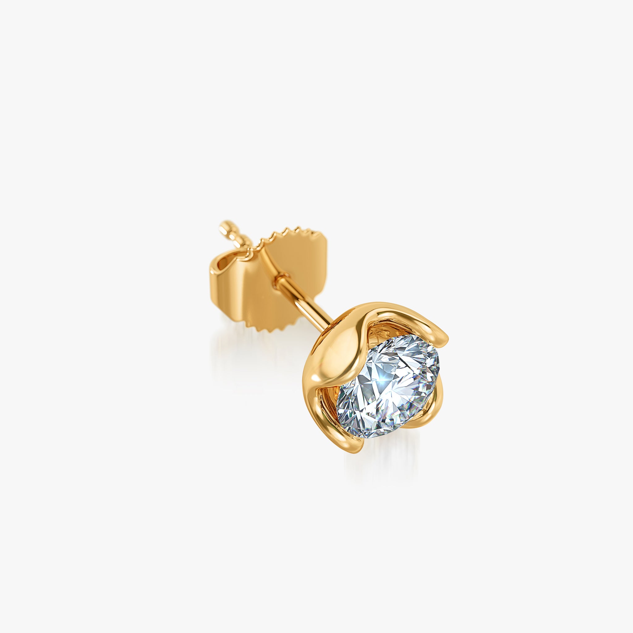 J'EVAR 14KT Yellow Gold Lotus Petals ALTR Lab Grown Diamond Earrings Lock View