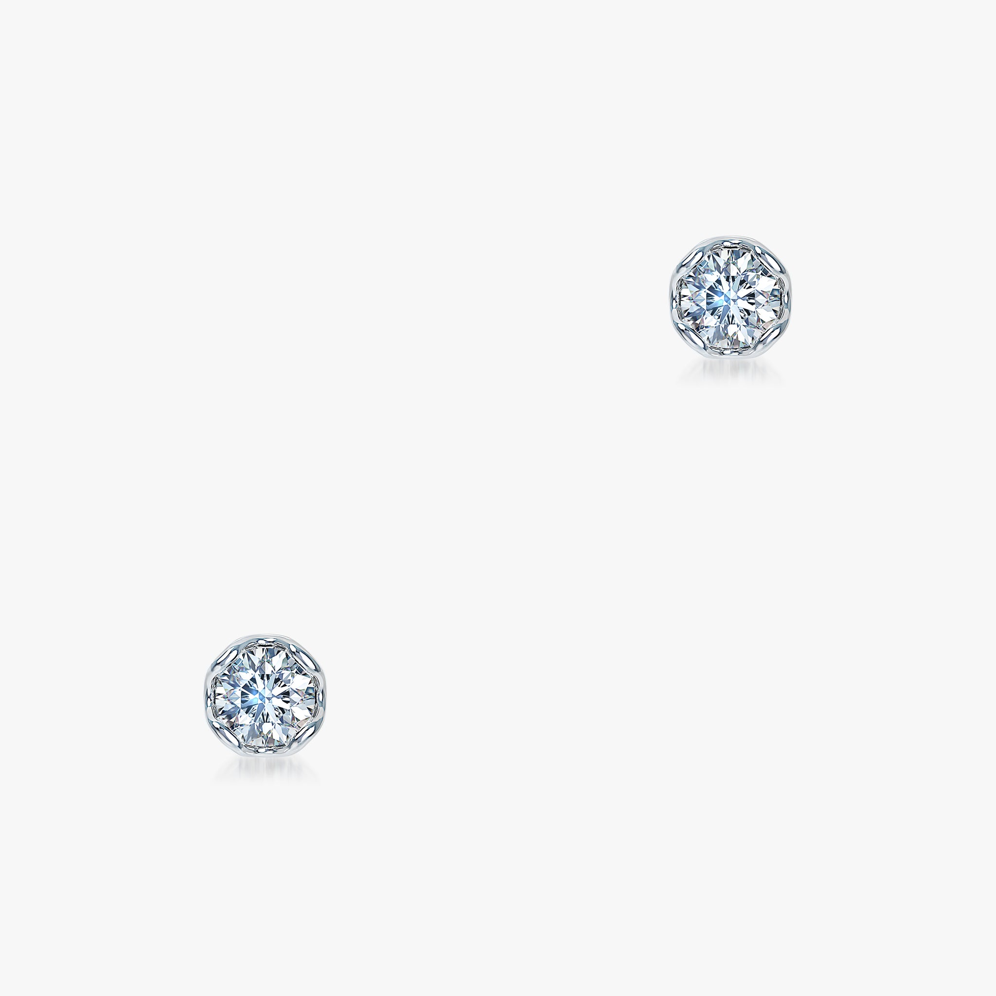 J'EVAR 14KT White Gold Lotus Petals ALTR Lab Grown Diamond Earrings Front View | 0.20 CT
