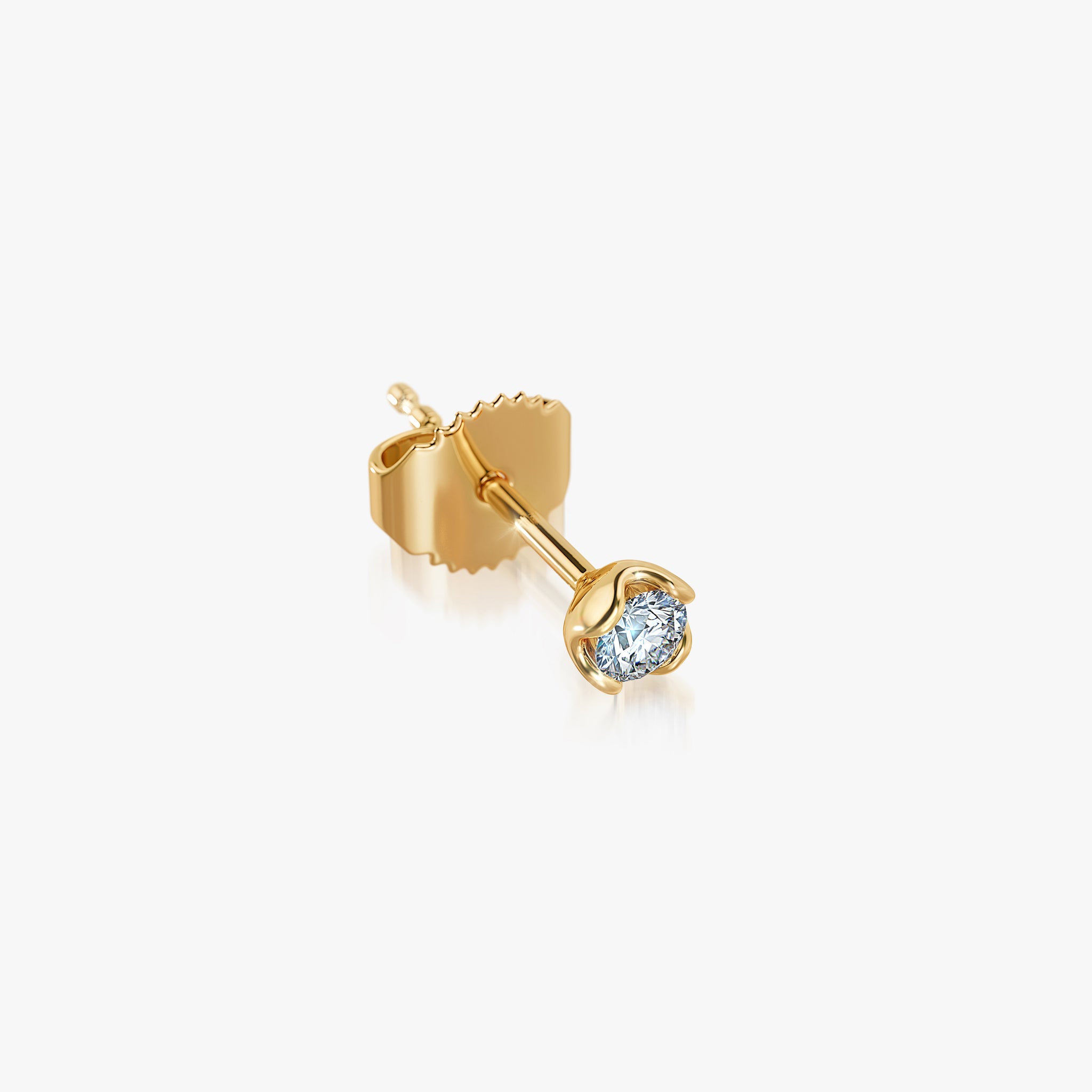 J'EVAR 14KT Yellow Gold Lotus Petals ALTR Lab Grown Diamond Earrings Lock View | 0.20 CT