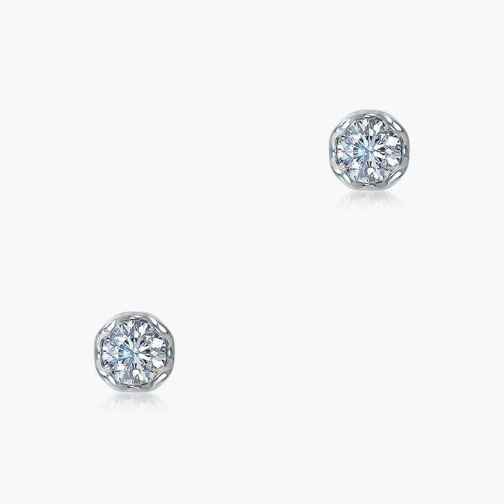 J'EVAR 14KT White Gold Lotus Petals ALTR Lab Grown Diamond Earrings Front View | 0.50 CT