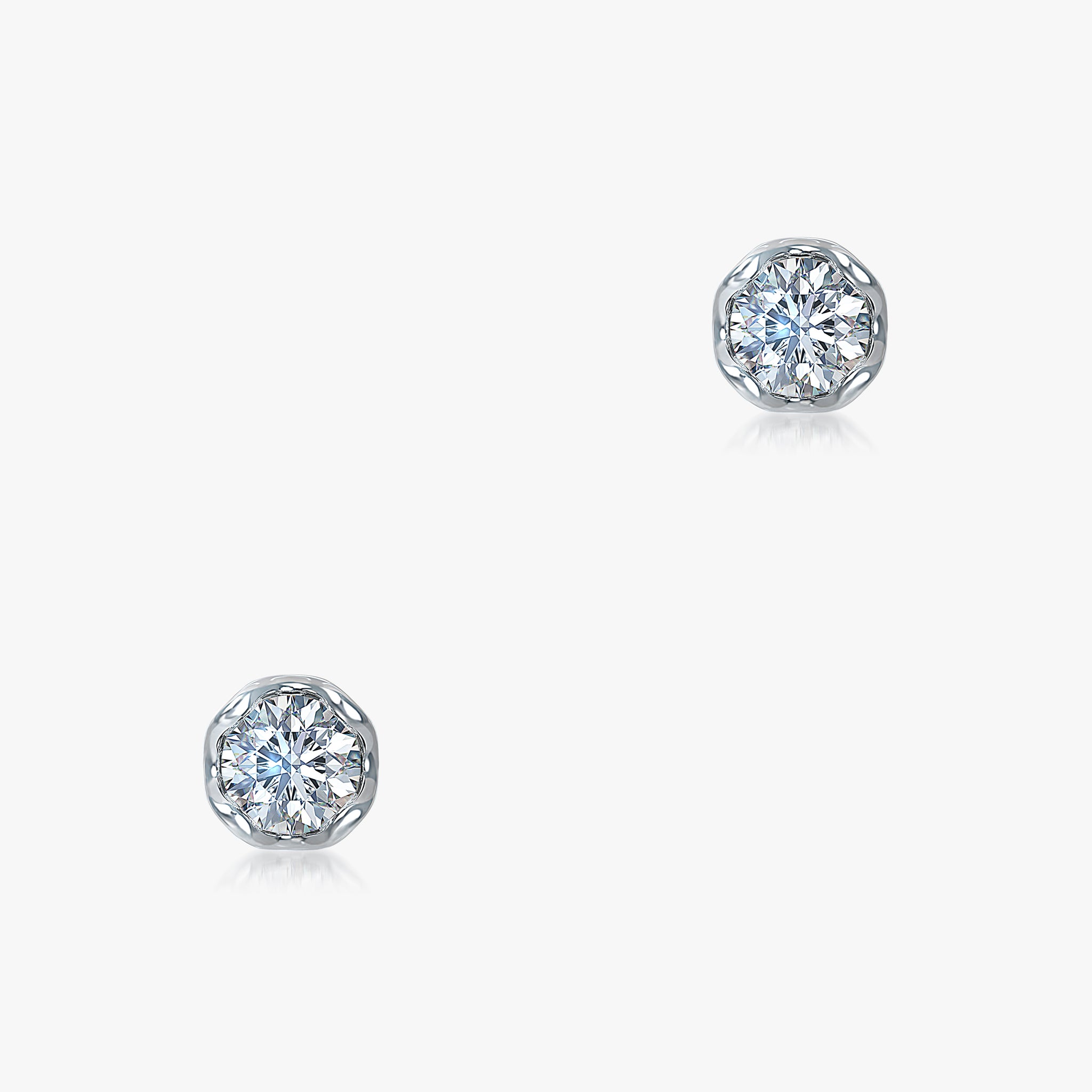 J'EVAR 14KT White Gold Lotus Petals ALTR Lab Grown Diamond Earrings Front View