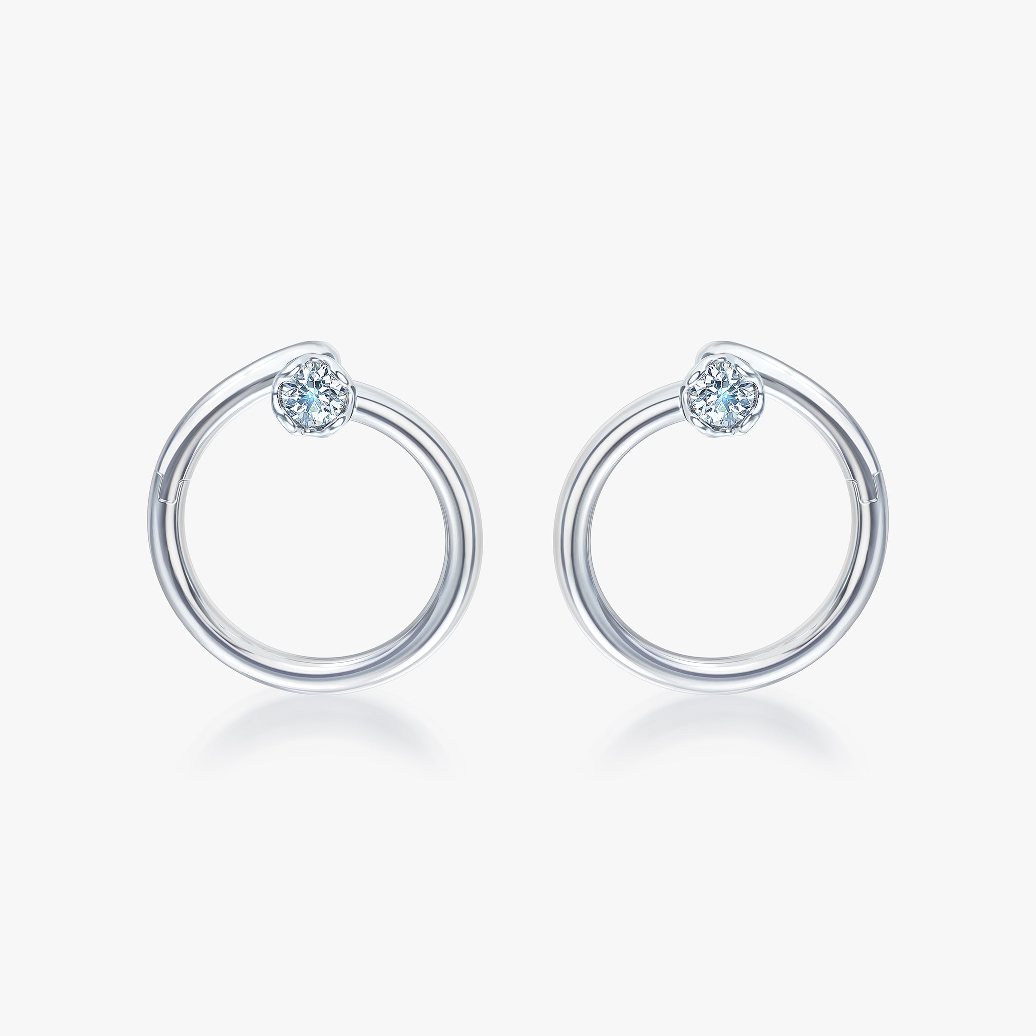 J'EVAR 14KT White Gold Enso ALTR Lab Grown Diamond Earrings Front View | 0.30 CT