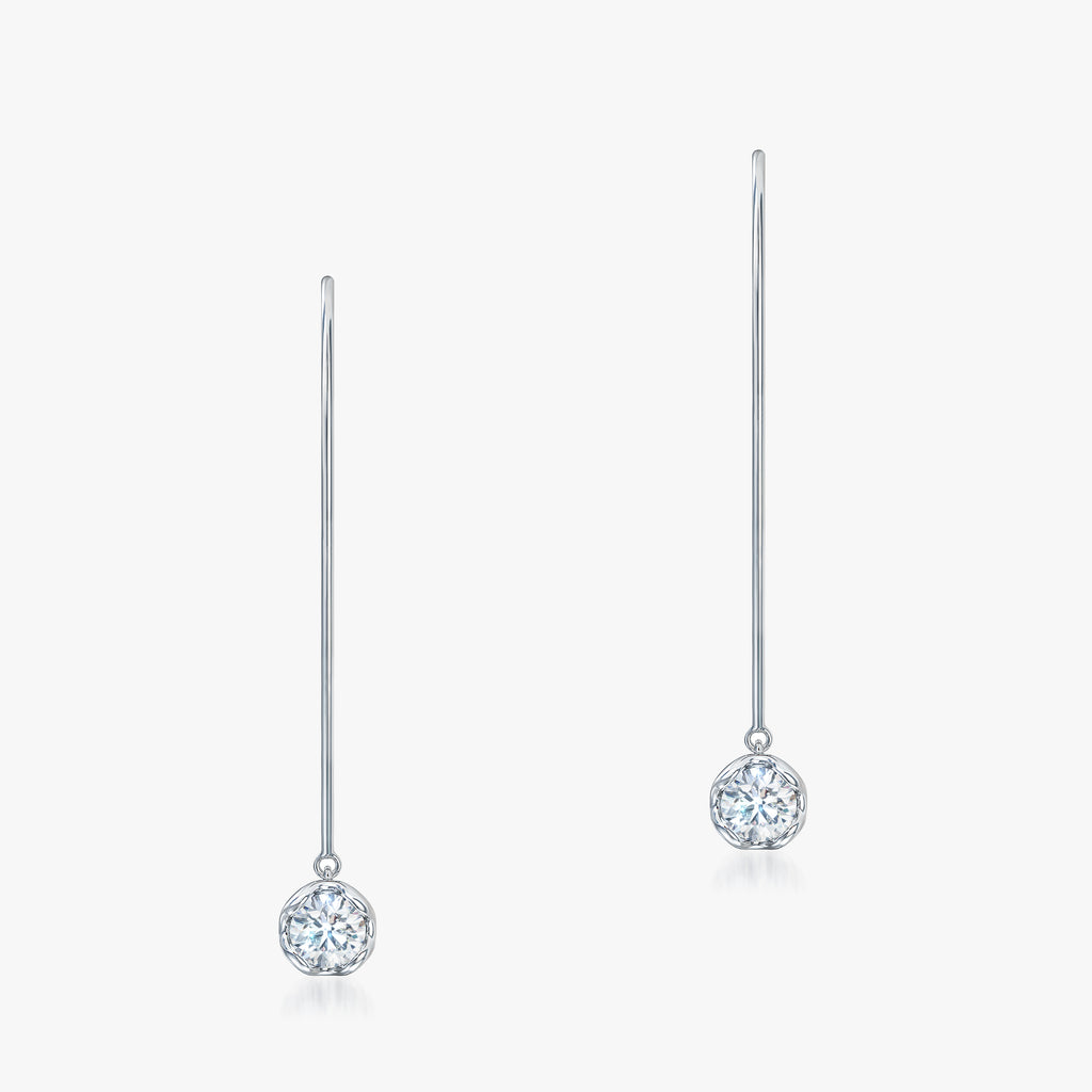 J'EVAR 14KT White Gold Dangle ALTR Lab Grown Diamond Earrings Front View | 1.00 CT