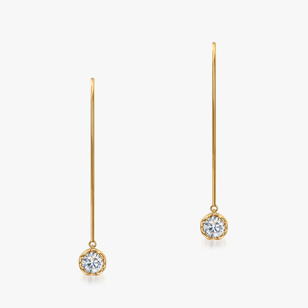 J'EVAR 14KT Yellow Gold Dangle ALTR Lab Grown Diamond Earrings Front View | 1.00 CT