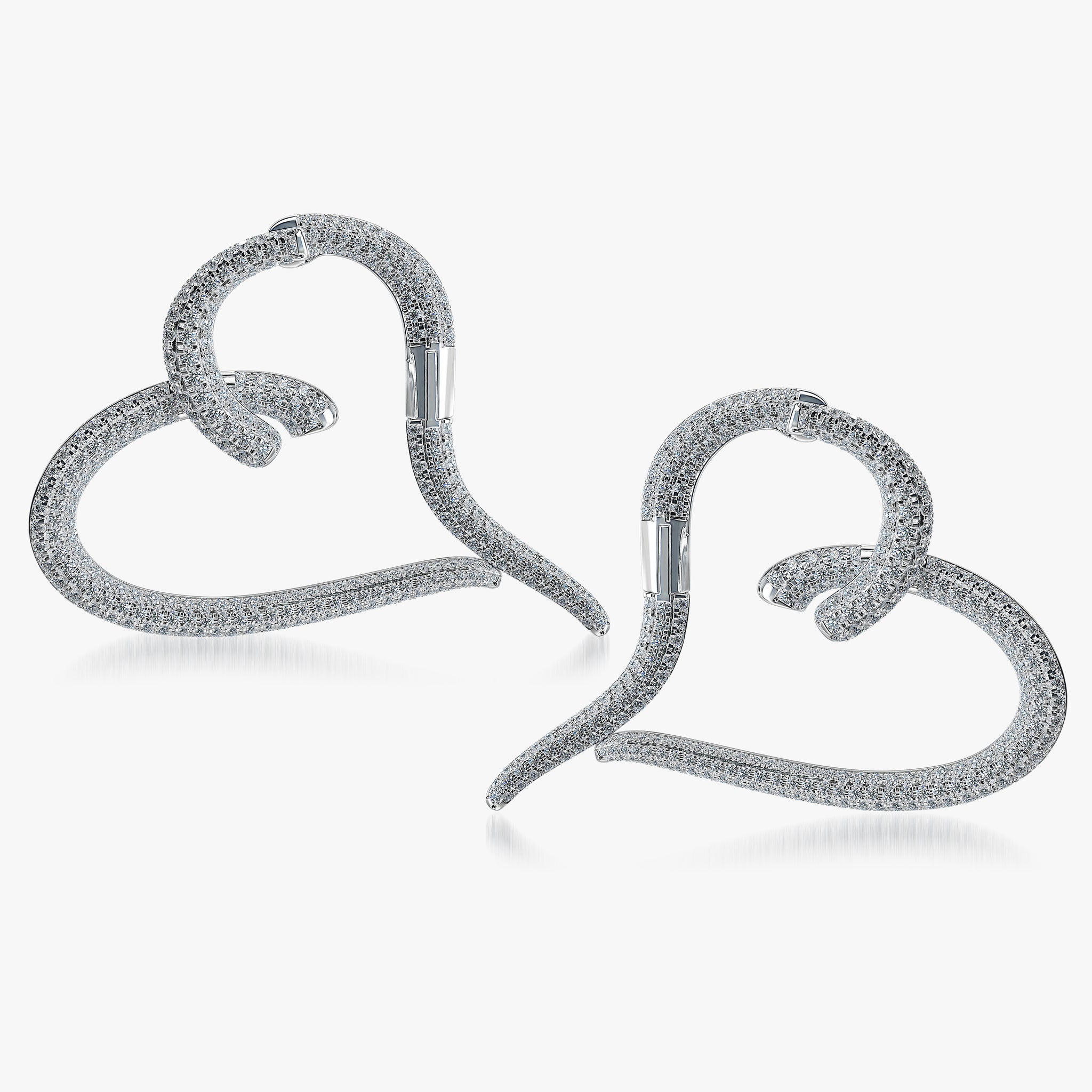 J'EVAR 18KT White Gold Pave Heart ALTR Lab Grown Diamond Earrings Front View