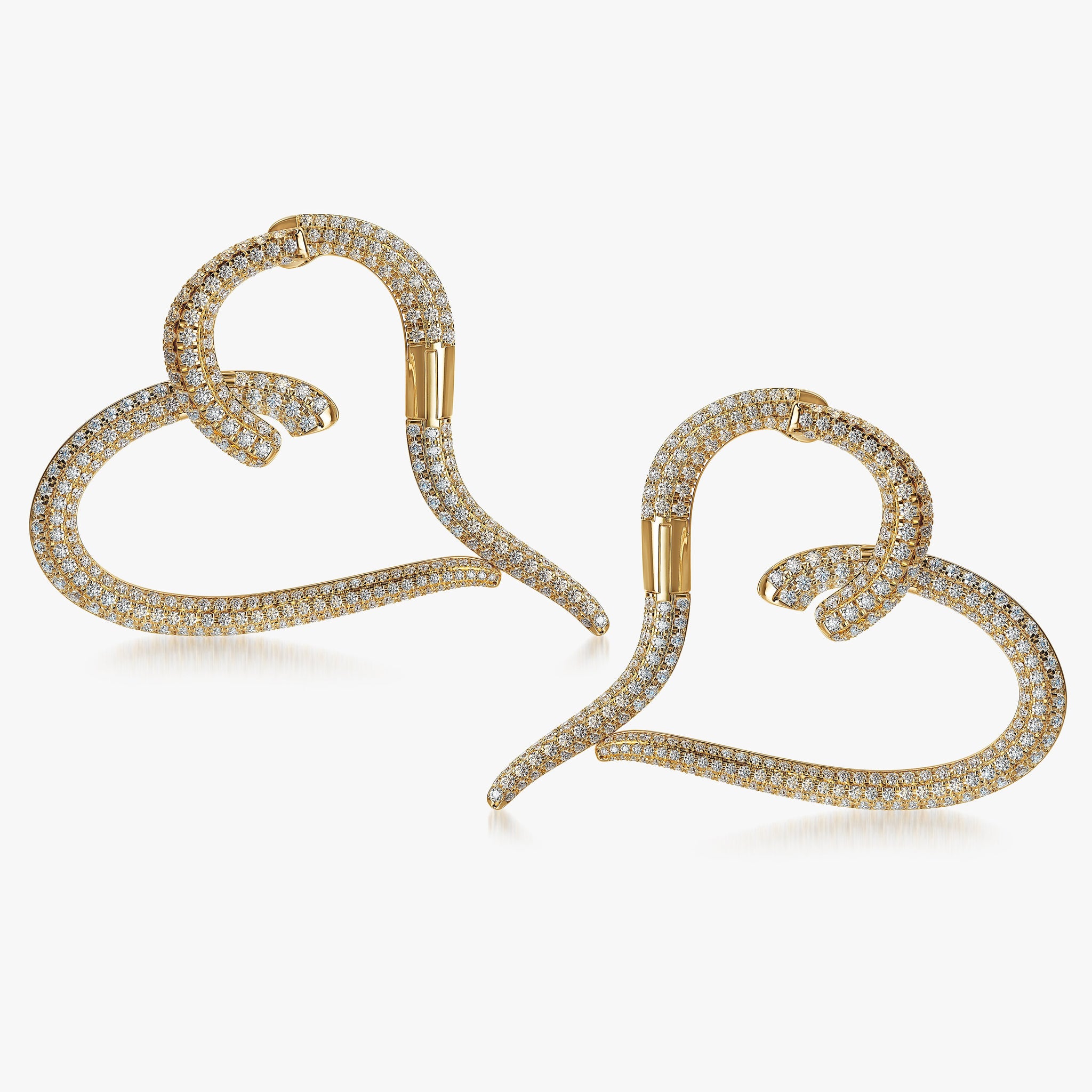 J'EVAR 18KT Yellow Gold Pave Heart ALTR Lab Grown Diamond Earrings Back View