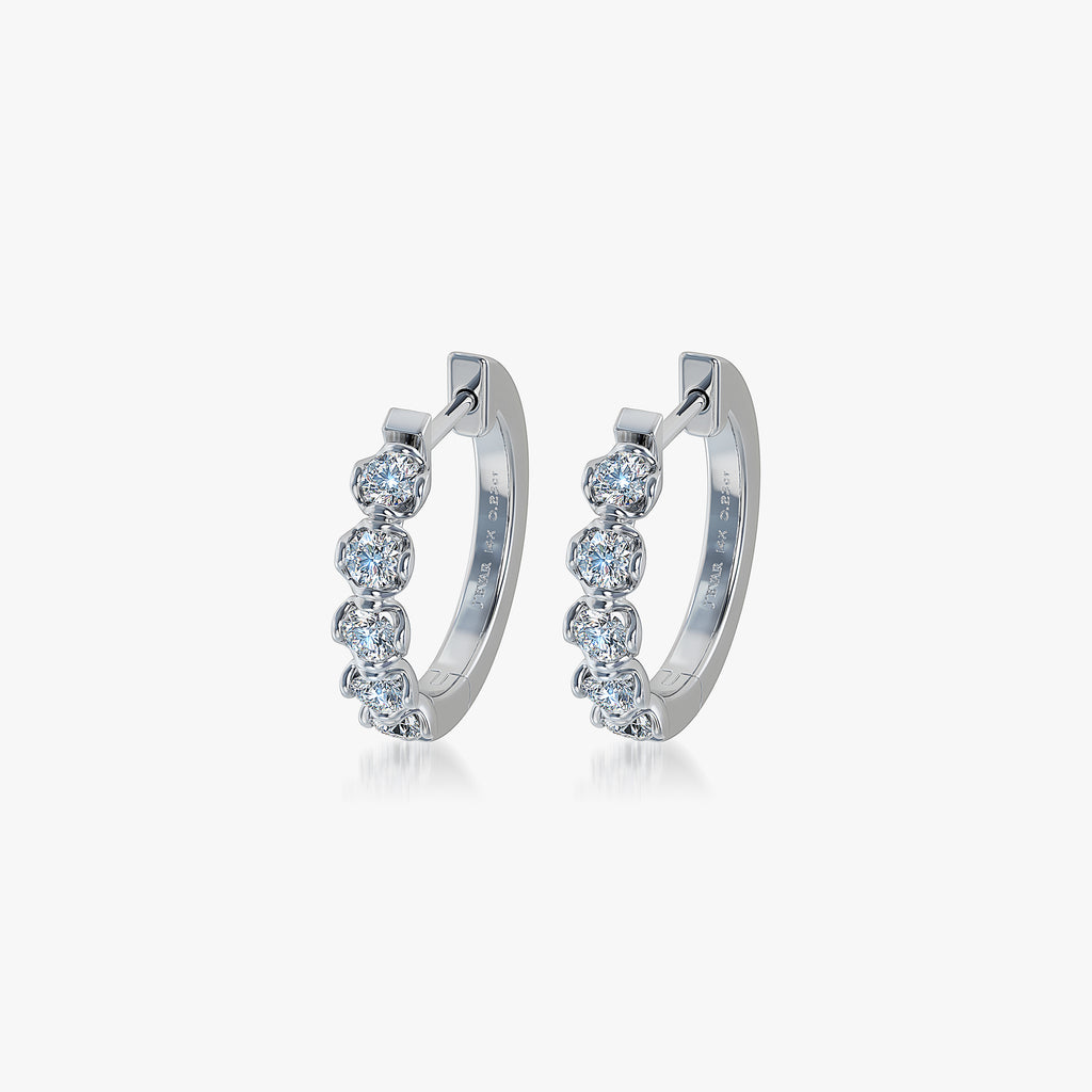 J'EVAR 14 KT White Gold ALTR Lab Grown Diamond Hoop Earrings Perspective View | 0.50 CT