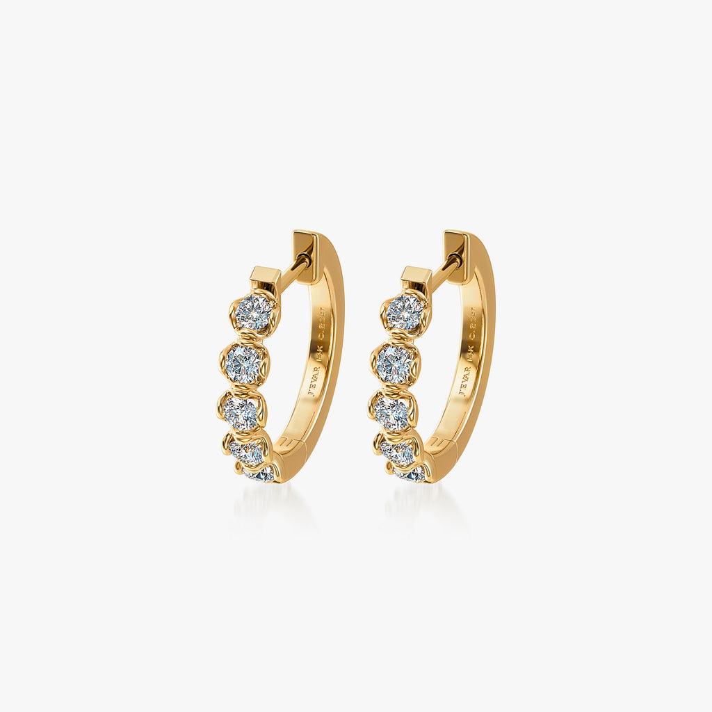 J'EVAR 14 KT Yellow Gold ALTR Lab Grown Diamond Hoop Earrings Perspective View | 0.50 CT