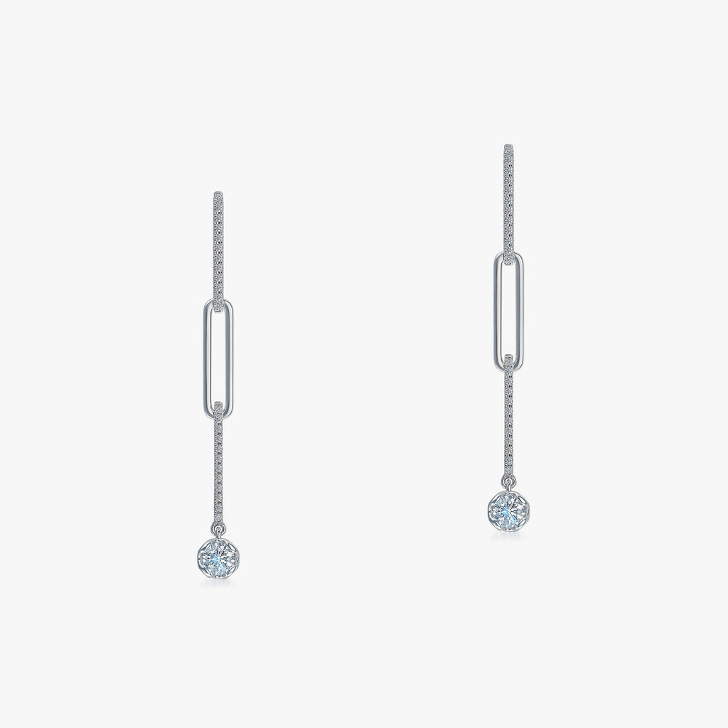 J'EVAR 14KT White Gold Paperclip Dangle ALTR Lab Grown Diamond Earrings Front View | 0.70 CT