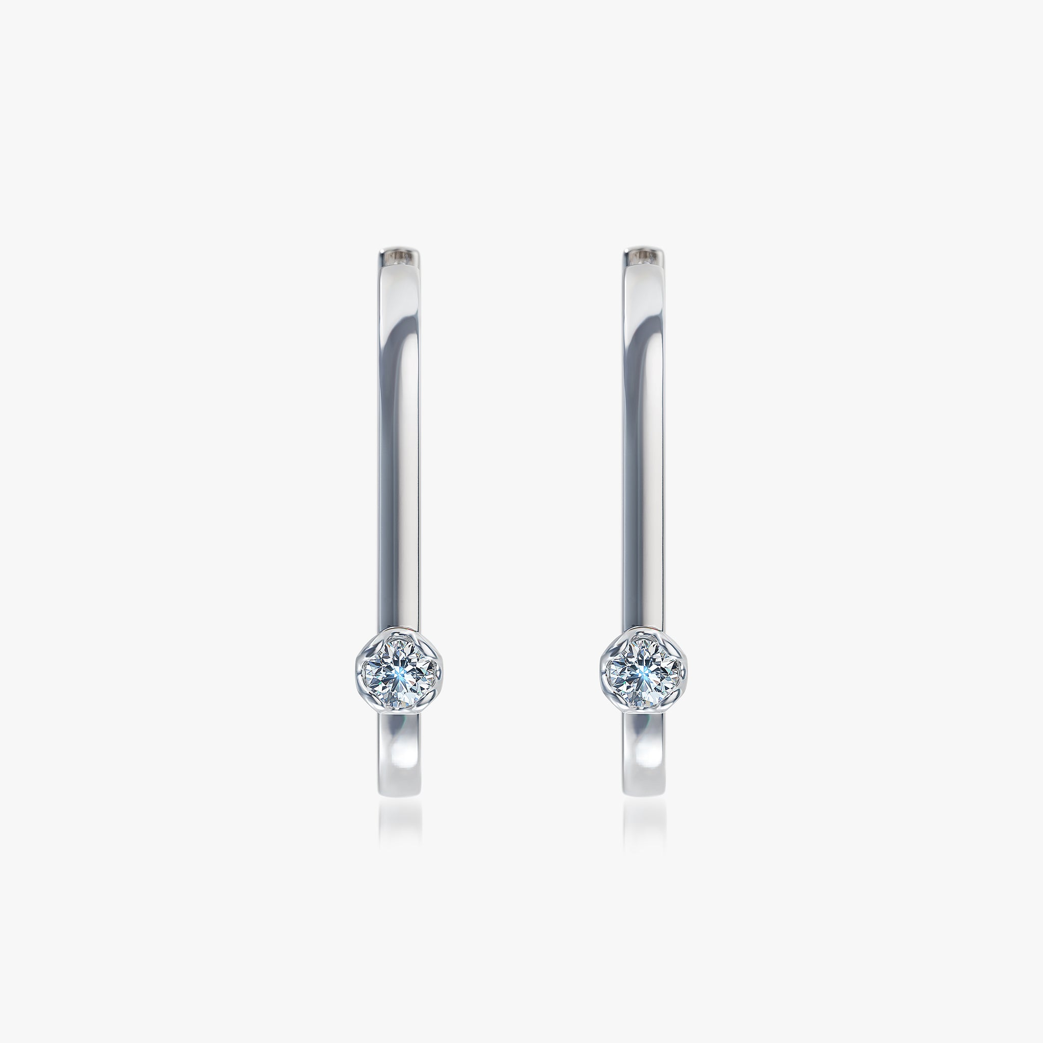 J'EVAR 14KT White Gold U-shaped Hoop ALTR Lab Grown Diamond Earrings Front View