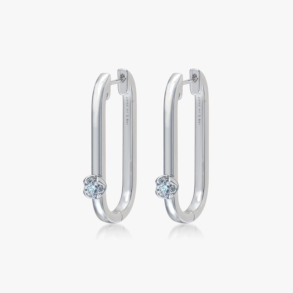 J'EVAR 14KT White Gold U-shaped Hoop ALTR Lab Grown Diamond Earrings Perspective View | 0.30 CT