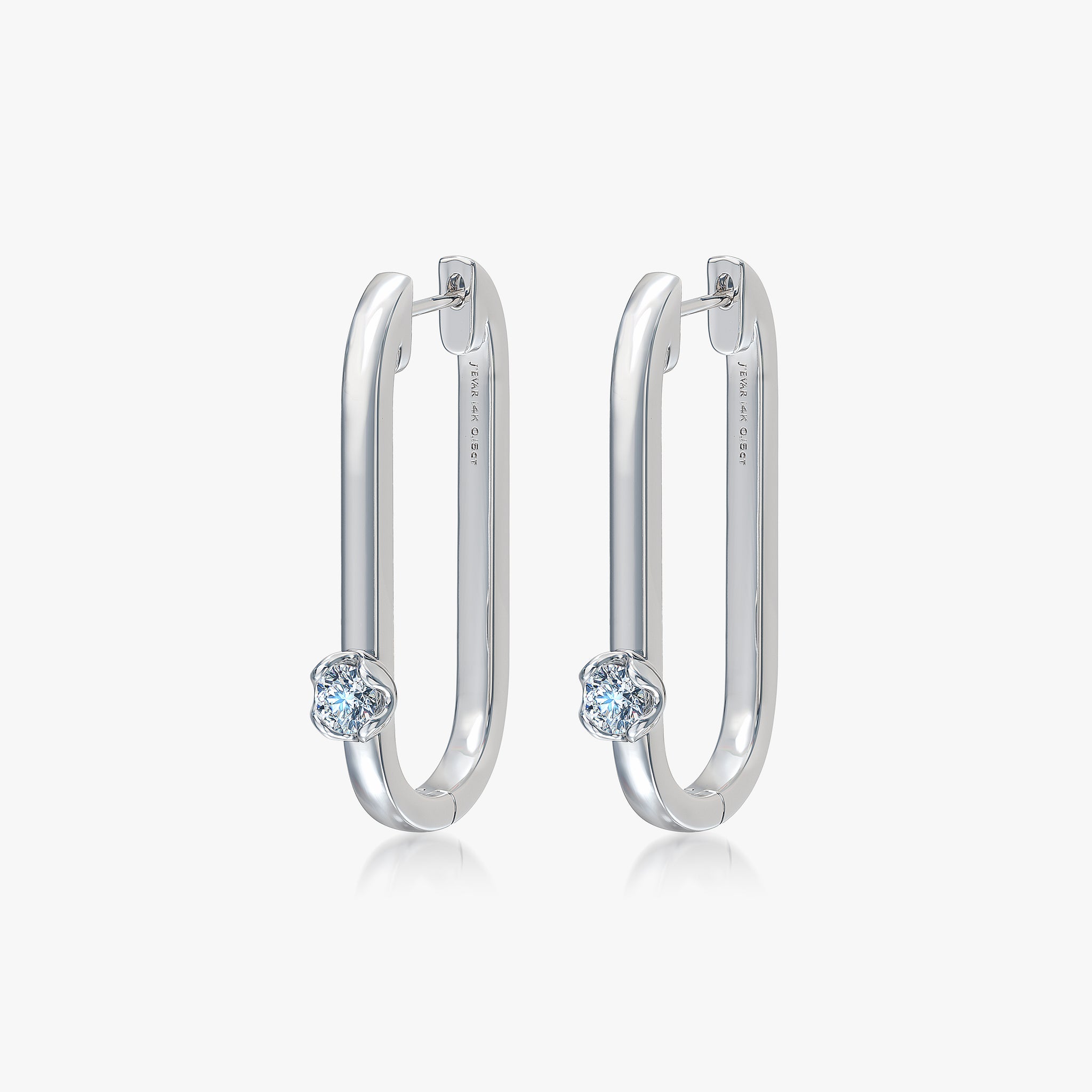 J'EVAR 14KT White Gold U-shaped Hoop ALTR Lab Grown Diamond Earrings Back View