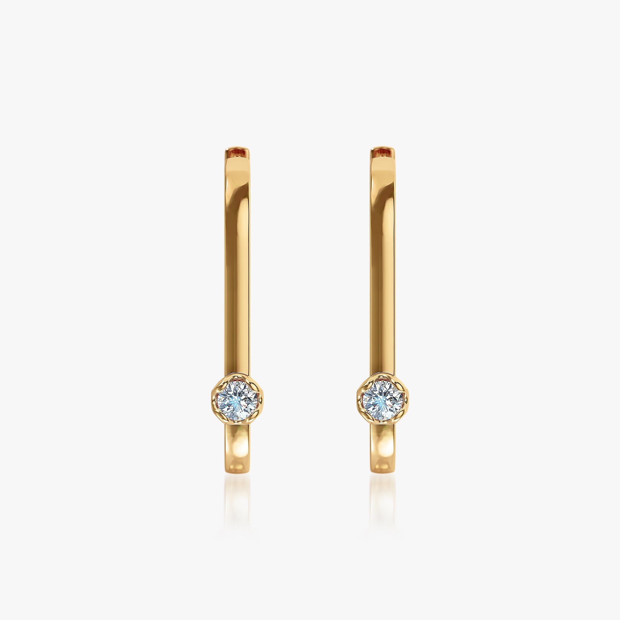 J'EVAR 14KT Yellow Gold U-shaped Hoop ALTR Lab Grown Diamond Earrings Front View
