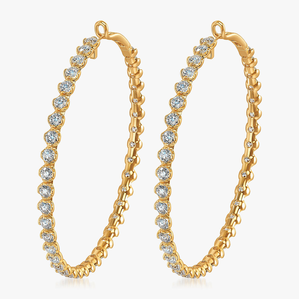 J'EVAR 18KT White Gold Couture 40 CT ALTR Diamond Hoop Earrings Perspective View | 40.00 CT