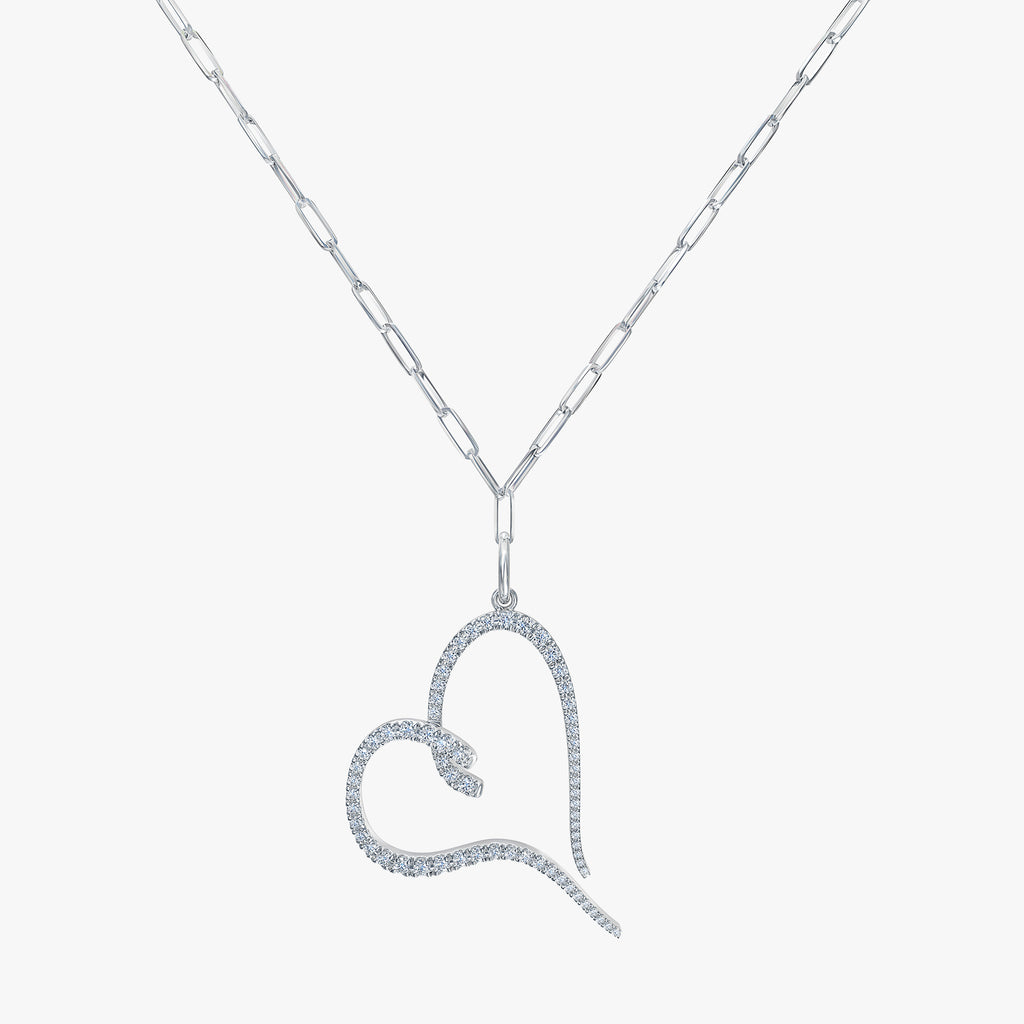 J'EVAR 14KT White Gold Paperclip ALTR Lab Grown Diamond Necklace Front View | 1.00 CT