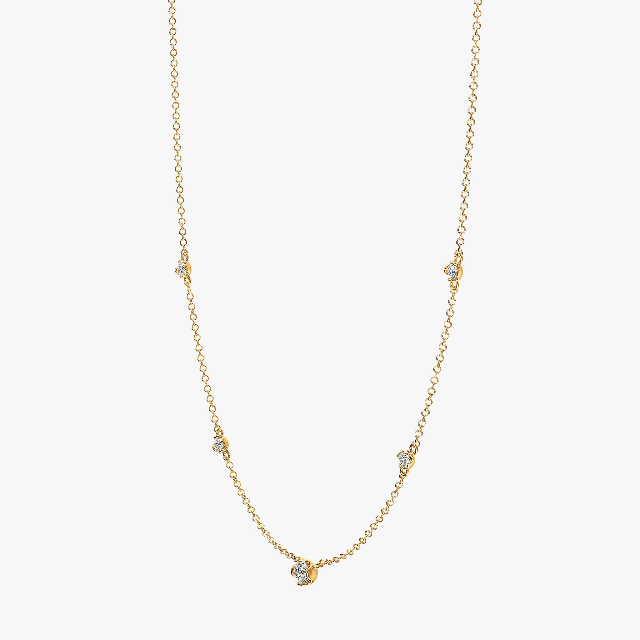J'EVAR 14KT Yellow Gold By The Yard ALTR Lab Grown Diamond Necklace Perspective View | 0.35 CT