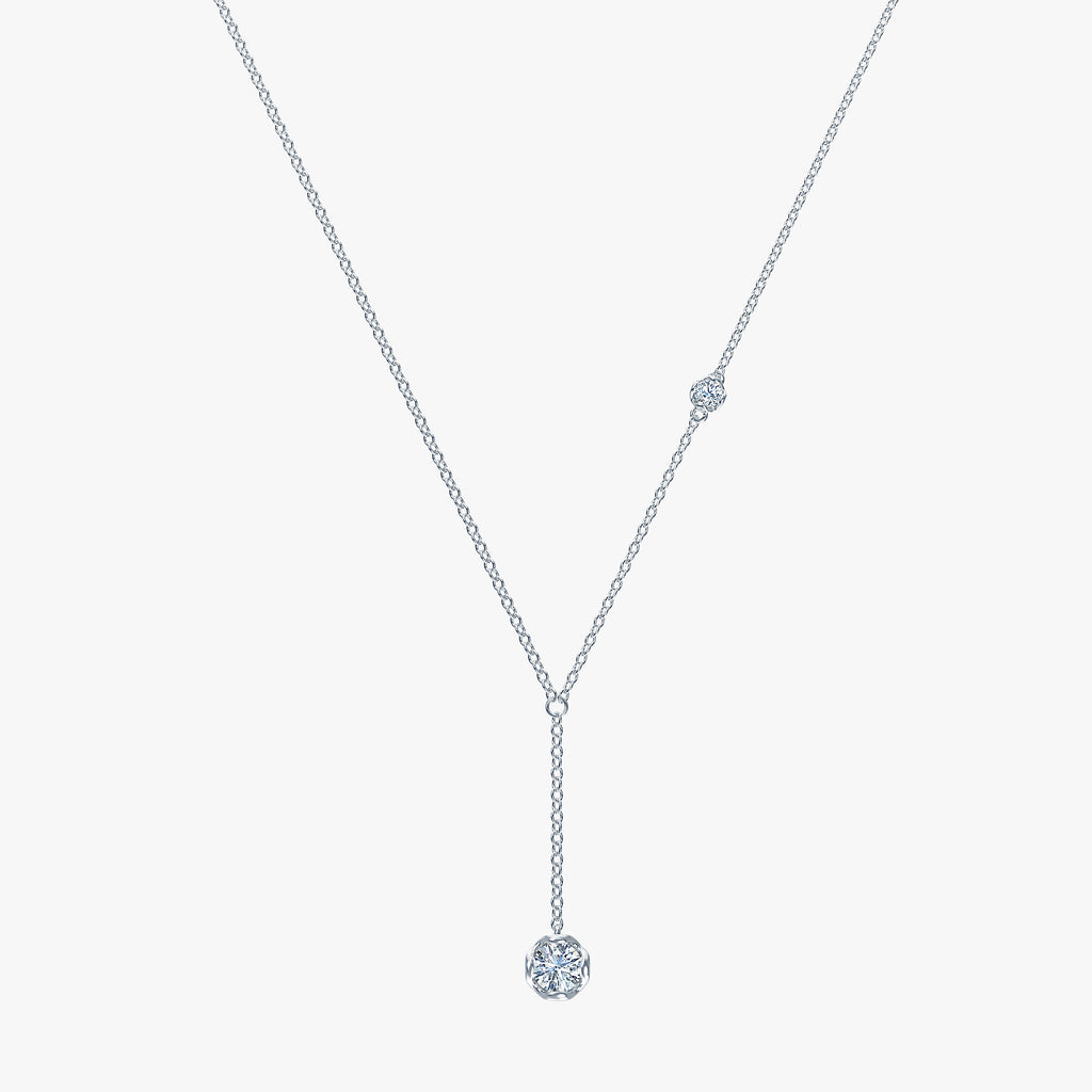 J'EVAR 14KT White Gold Lariat ALTR Lab Grown Diamond Necklace Front View | 0.35 CT