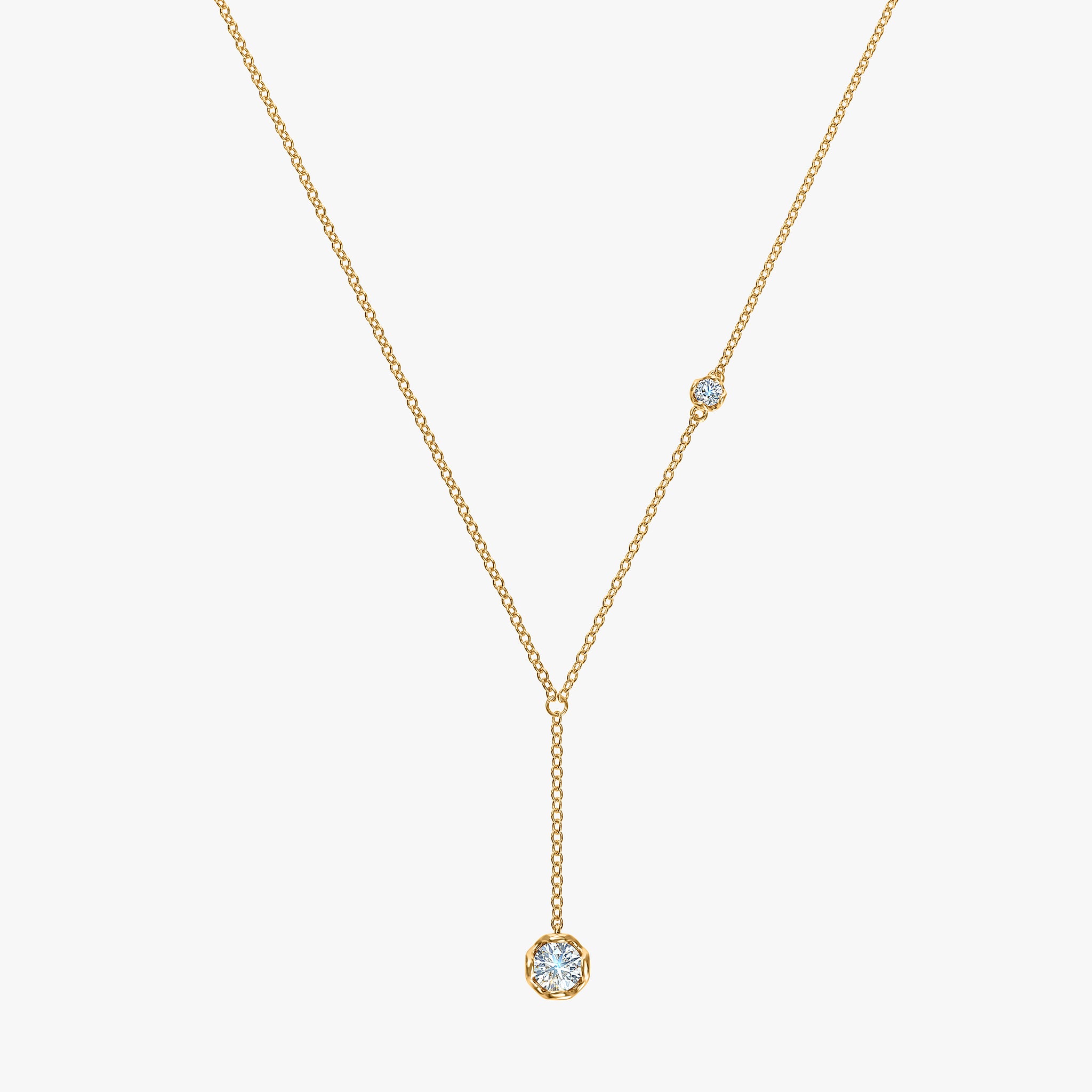 J'EVAR 14KT Yellow Gold Lariat ALTR Lab Grown Diamond Necklace Front View